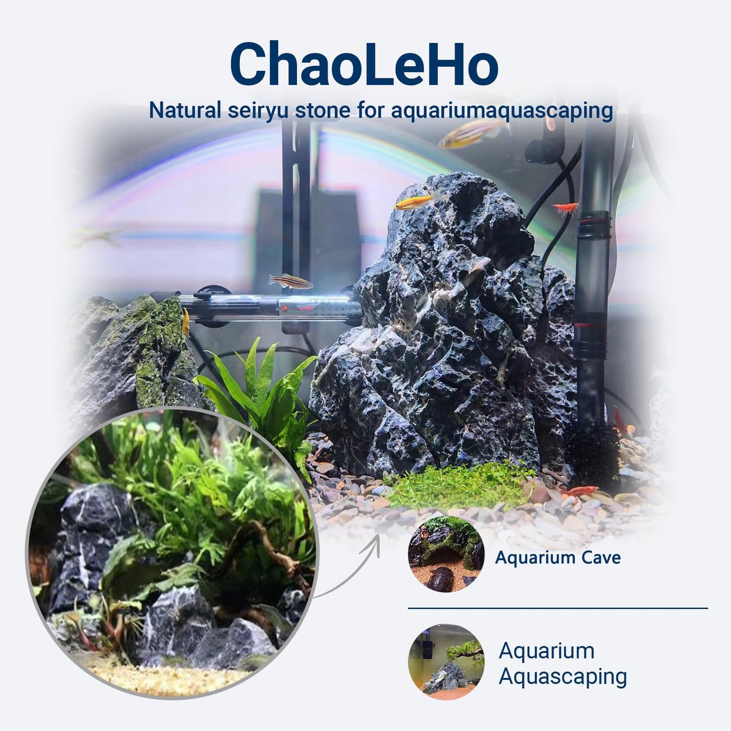 ChaoLeHo Natural Rocks Seiryu Stones Aquariums Stones for Aquascaping, Aquariums, Terrariums, Vivariums Decorative Stone,Reptile Enclosures,Paludariums,and Gardens-10LB（2 to 7 inch）