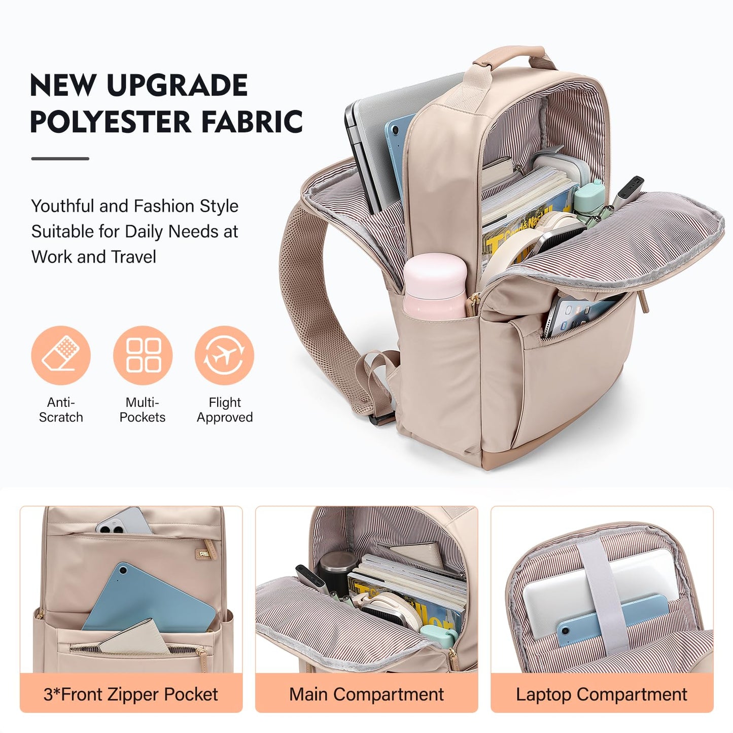 VNINE Laptop Backpack Fashion Bag Travel Daily Backpack for Women Fits 16 Inch Laptop Water Resistant Computer Backpack for College Business Capacity Casual Bags Daypack