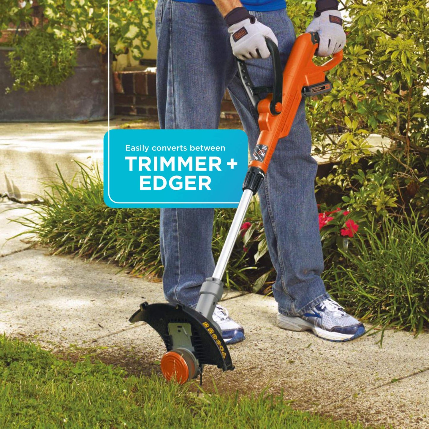 BLACK+DECKER 20V MAX 2-in-1 String Trimmer/Edger, 12-in with Automatic Line Feed & Power Drve Transmission (LST300-CA)