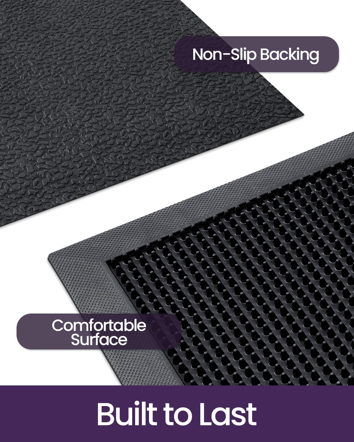DEXI Rubber Door Mat Front Outdoor, 24x36 Non Slip Heavy Duty Entrance Rug, Waterproof Dirt Trapper Doormat Welcome for Indoor Outsdie Entryway, Charcoal Black