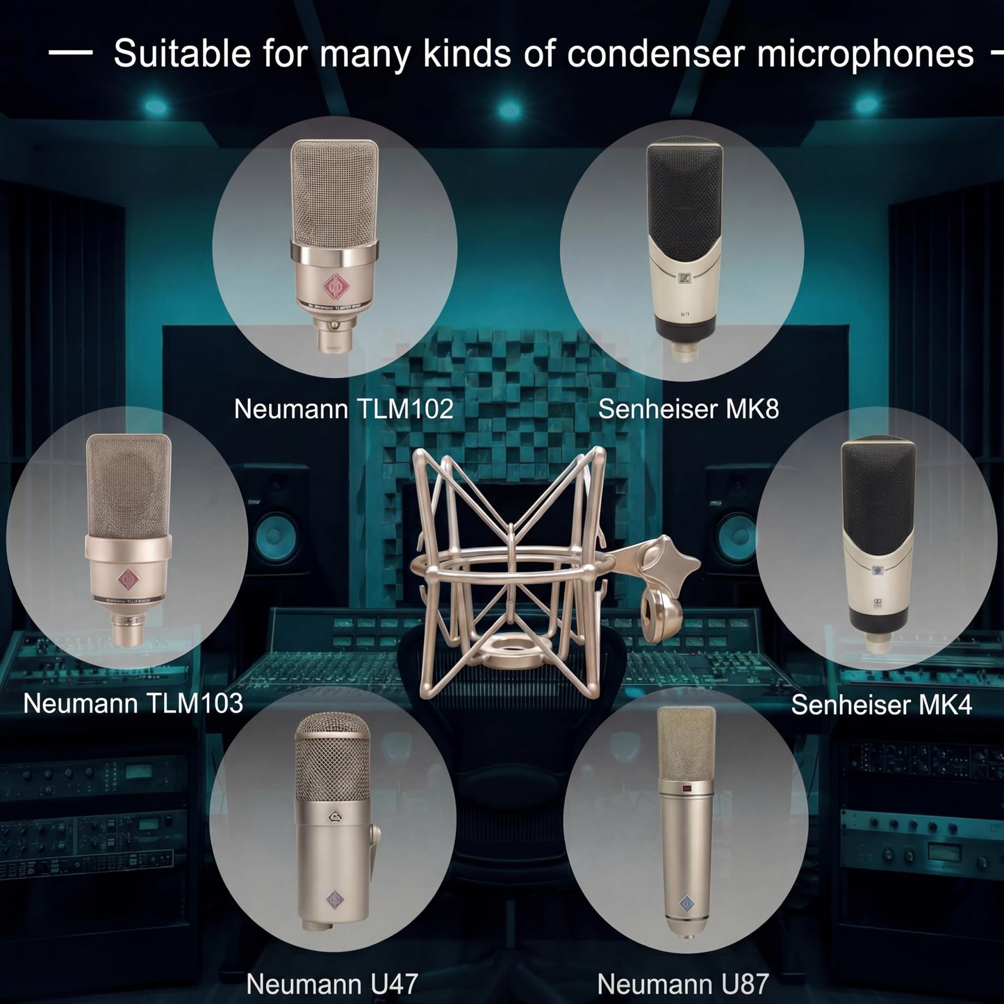 Boseen Spider Microphone Shock Mount Mic Holder - Anti Vibration Metal Spider Shockmount Compatible with Neumann U47 U67 U87 TLM102 TLM103 TLM107 M147 M149 Senheiser MK4 MK8 Condenser Microphones