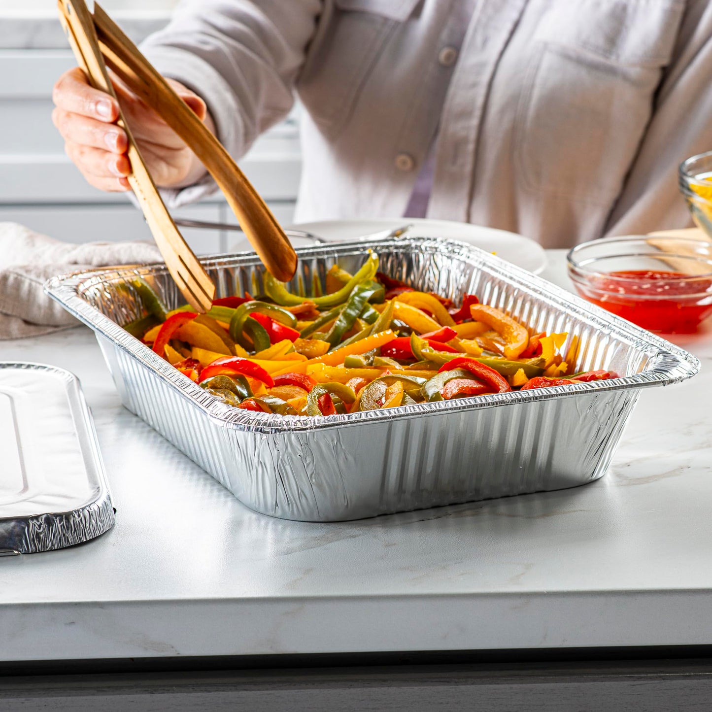 Gusto [30 Count] 9x13 Inch Aluminum Pans, Half-Size Deep Steam Foil Pans, Tin Pans Disposable - Pans for Baking, Cooking, Heating, Storing, and Food Prepping (Formerly Comfy Package)