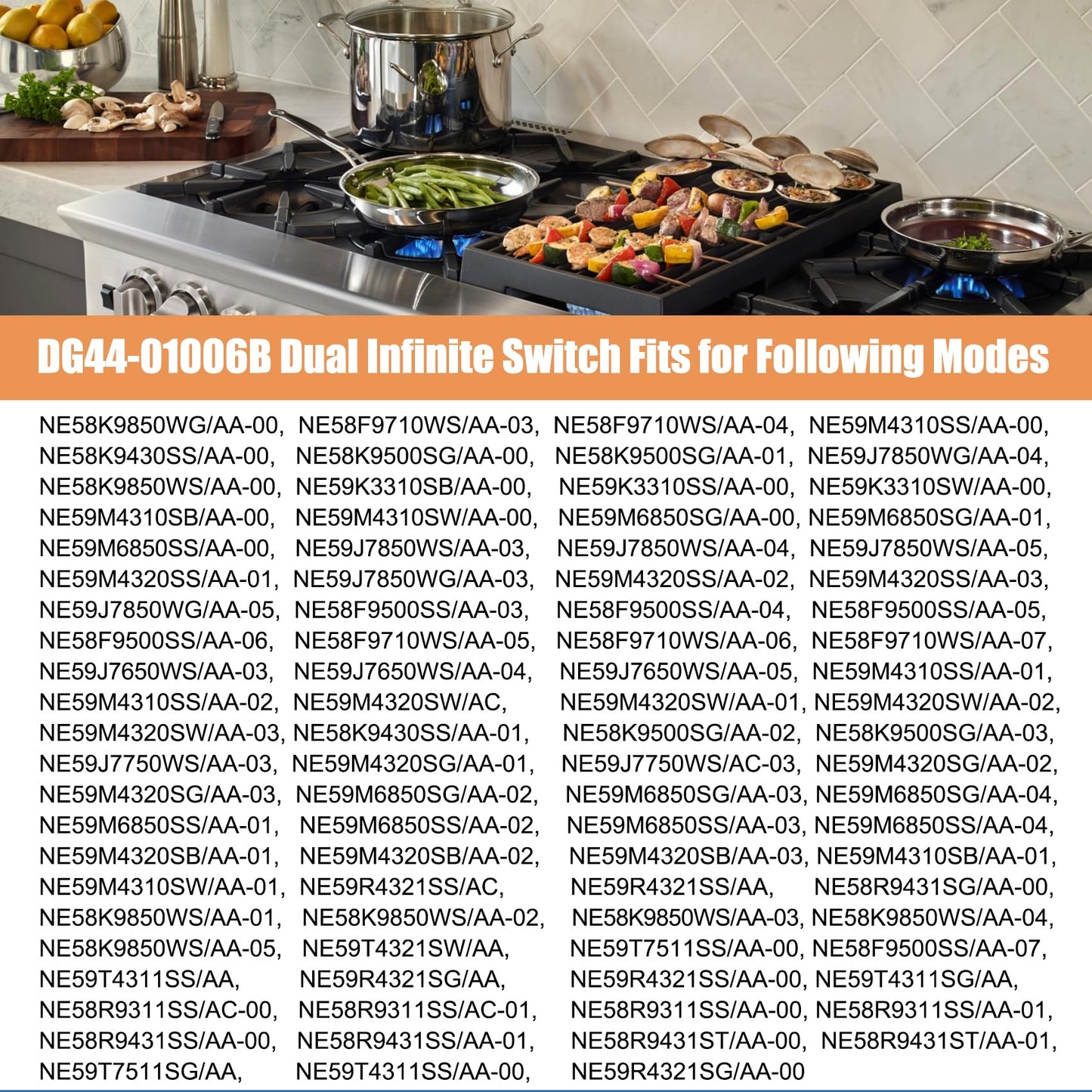 DG44-01006B PER001-12D Dual Infinite Switch Compatible with Samsung Range Surface Element Control, DG44-01006B Dual Infinite Switch Replaces for Samsung PER001-12D, for Stove Replacement Parts