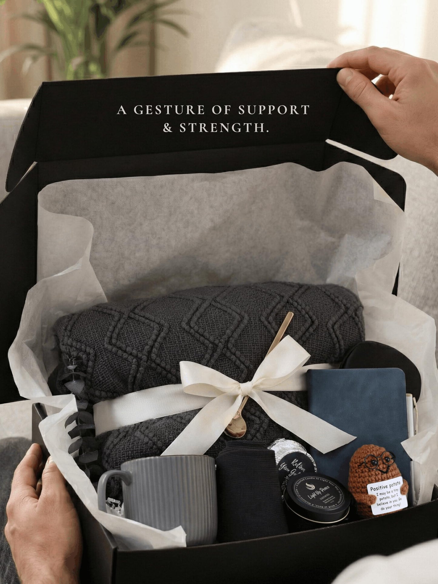 Birthday Gifts for Men Gift Set, Get Well Soon Gift Basket Gift Box for Men, Dad Birthday Gift/Gifts for brothers/Thank You Gifts Box (Grey & Navy Blue)