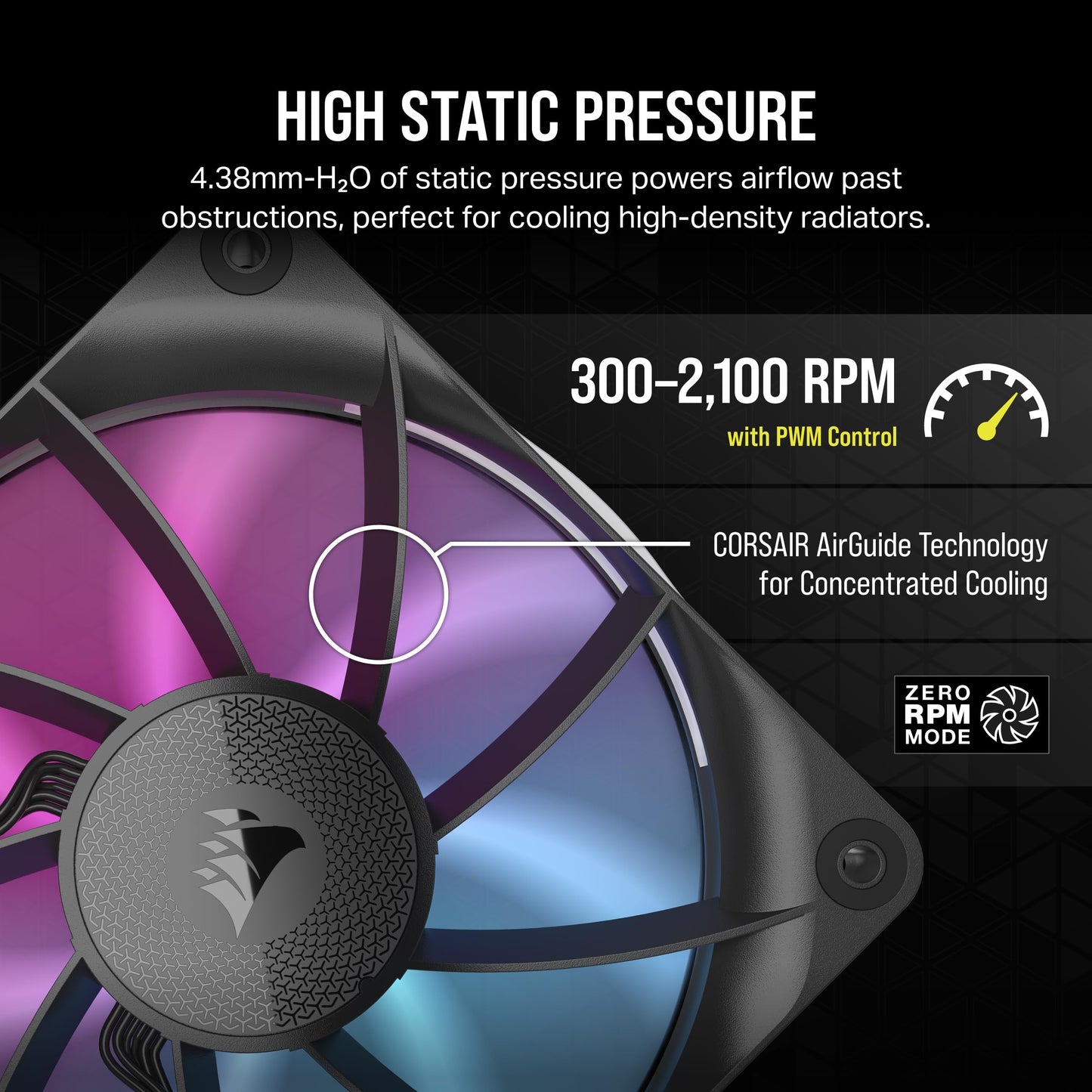 CORSAIR iCUE Link RX120 RGB 120mm PWM Fans with iCUE Link System Hub - Magnetic Dome Bearing - Triple Pack - Black