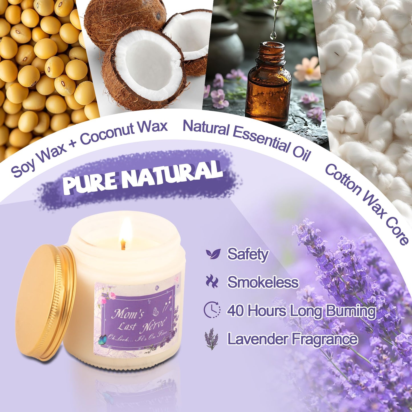 Gifts for Mom, 9PCS Unique Mom Birthday Gifts, Purple Lavender Relaxing Spa Get Well Soon Gift Basket Set for Mom, Mothers Day Gifts from Daughter Son