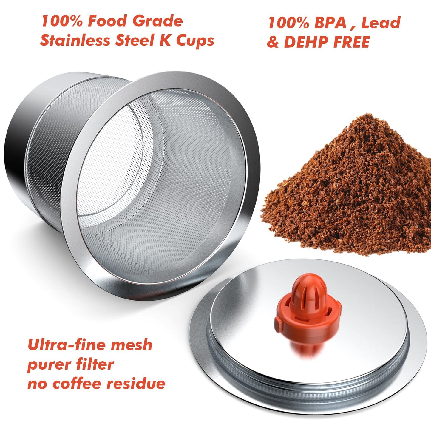ACOFEM 4 Pack Reusable K Cups Pods for Keurig 1.0 & 2.0