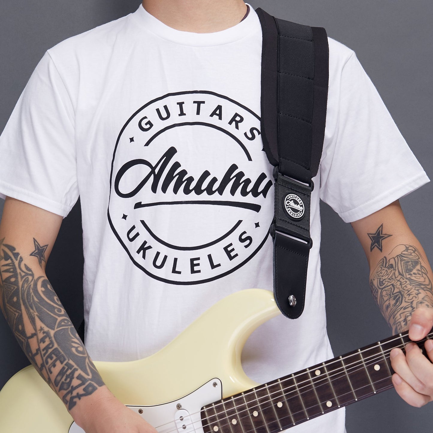 Amumu Neoprene Guitar Strap with 3.3'' Wide Memory-Foam Padded for Electric Guitar Bass Guitar Adjustable Length from 49'' to 63''