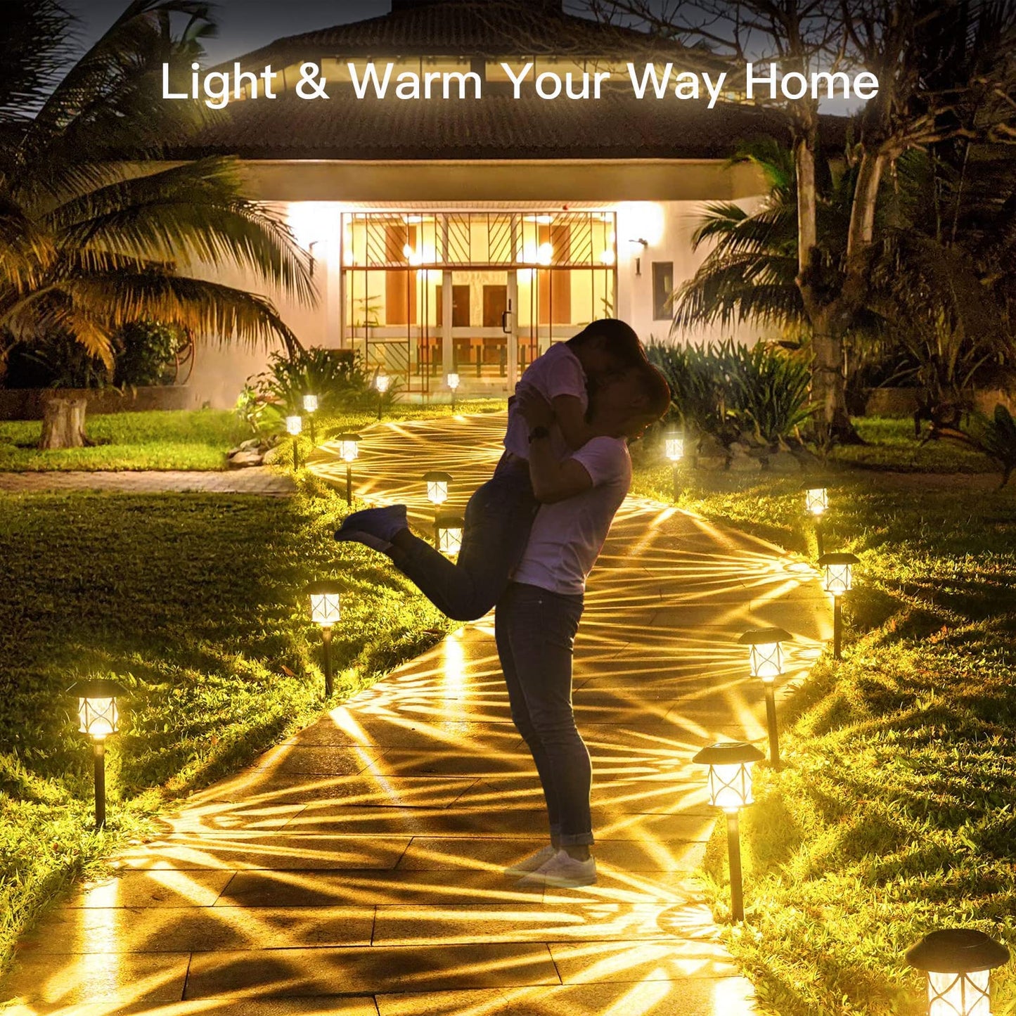 Solar Pathway Lights 8 Pack, Quntis IP65 Waterproof Solar Lights Outdoor, Auto On/Off Solar Garden Lights Landscape Lighting, Warm White Path Lights Solar Powered for Yard Driveway Walkway Patio Lawn
