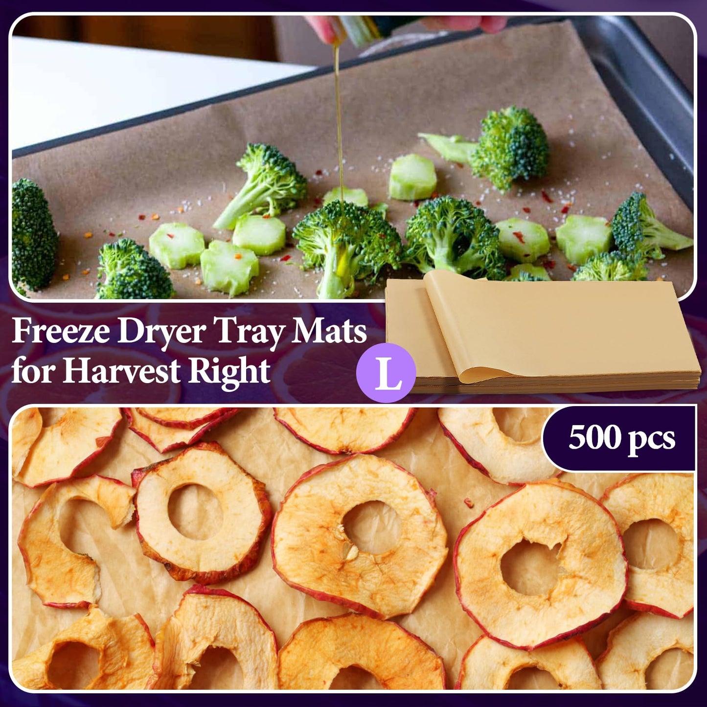 500 Packs Parchment Paper Sheets for Harvest Right Freeze Dryer - Harvest Right Freeze Dryer Accessories for Large Trays, Parchment Sheets, Freeze Dryer Tray Mats for Harvest Right(19-3/4"x8-7/16")