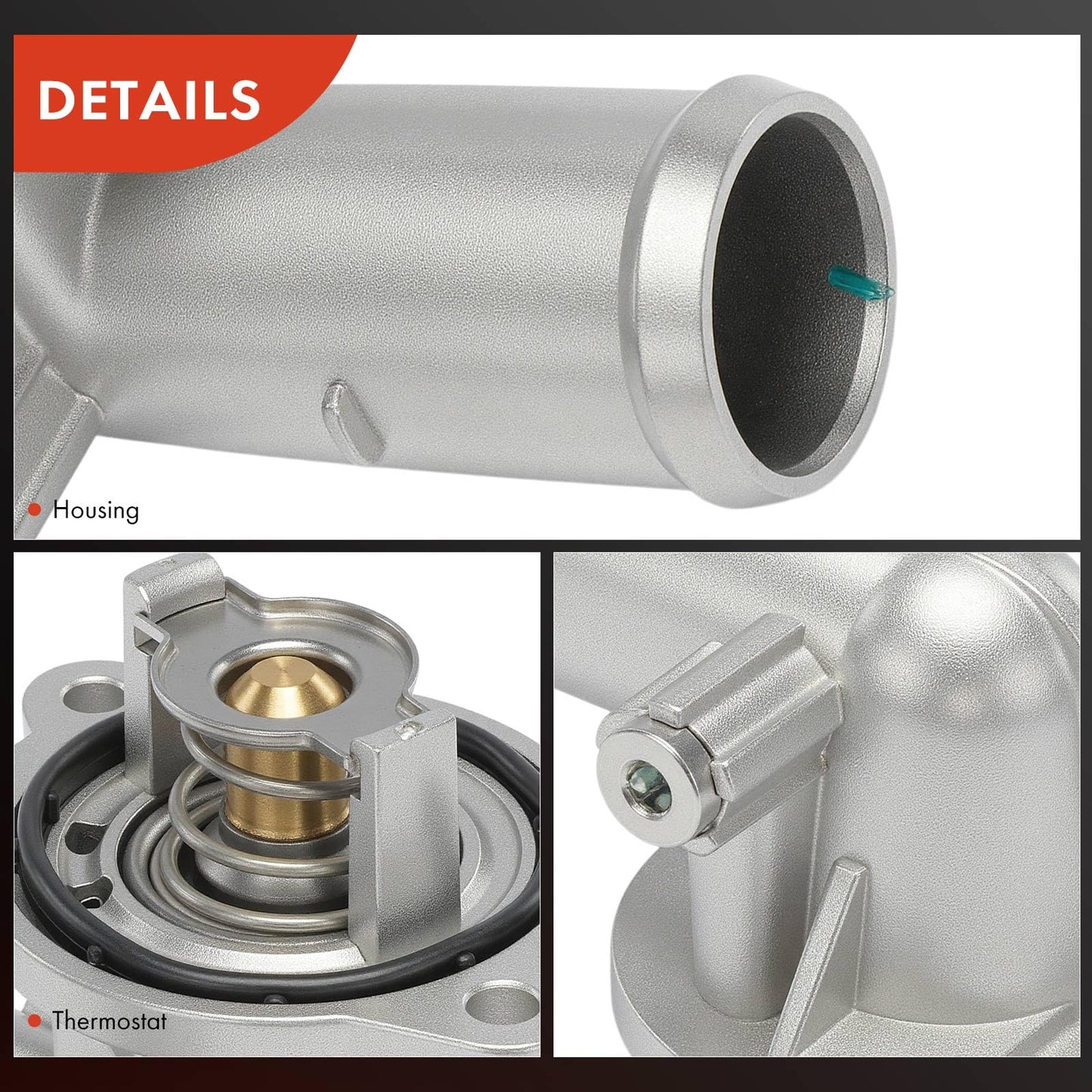 A-Premium Engine Coolant Thermostat Housing Assembly with O-ring Compatible with Jeep Grand Cherokee 2011-2015, Wrangler 2012-2017, Wrangler JK 2018 & Dodge Durango 2011-2015, 3.6L