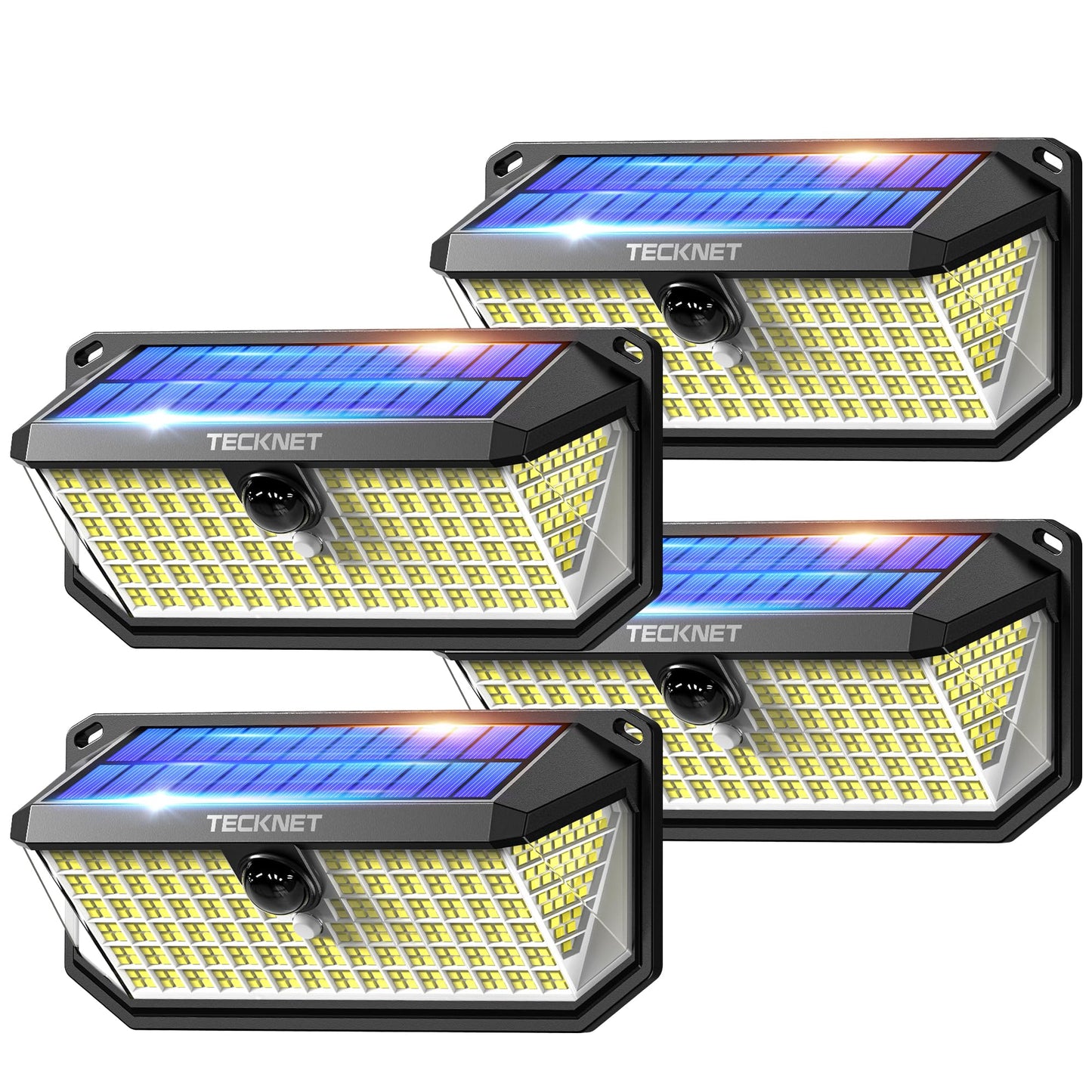 TECKNET 4200Lm Solar Lights Outdoor, [416 LED&300° Wide Angle] Motion Sensor Light Outdoor, 3 Modes Lampe Solaire Exterieur, IP66 Waterproof Outdoor Lights Solar, 3-Sided Lighting for Yard Garden Deck