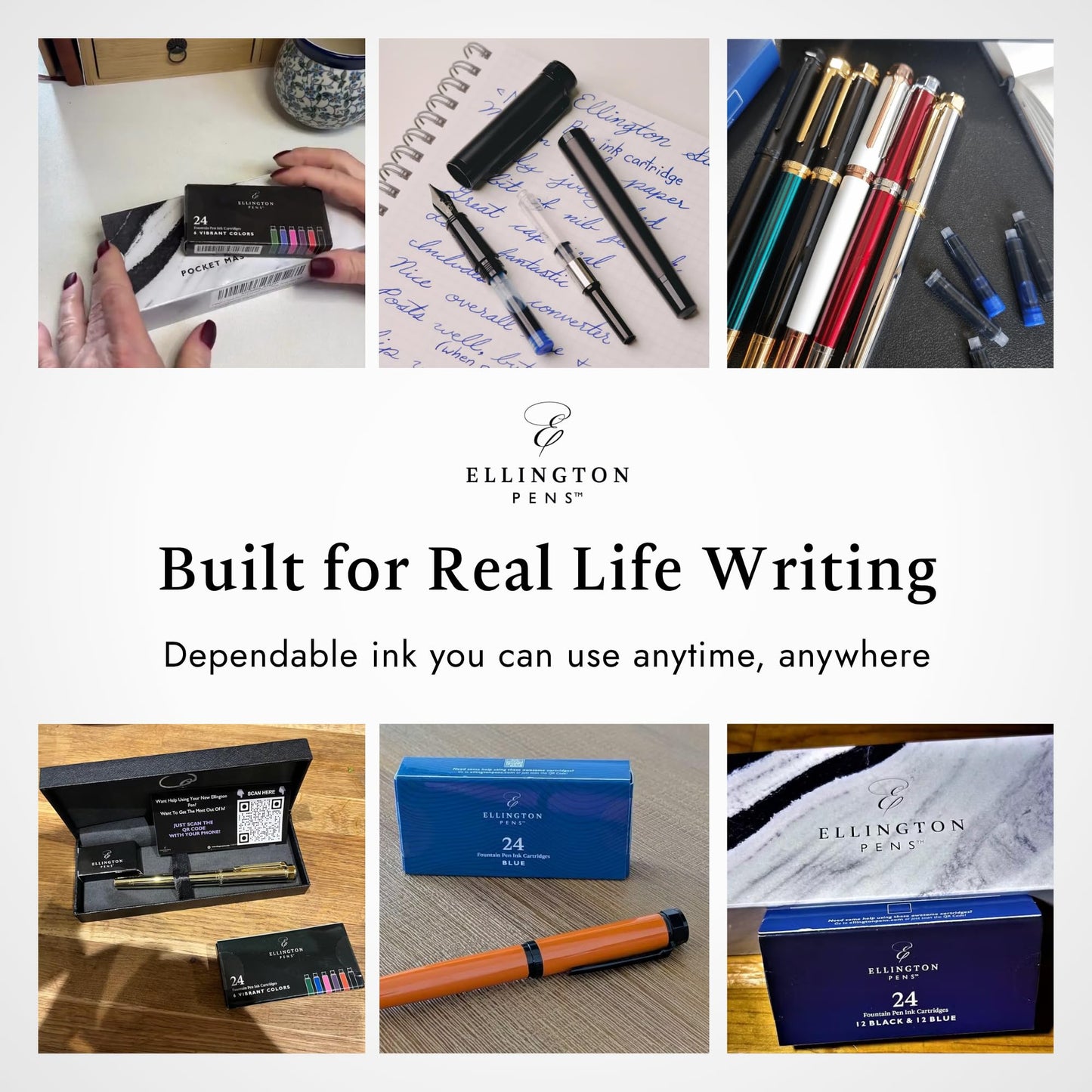 Ellington Pens Ink Cartridges - 24 Black and Blue