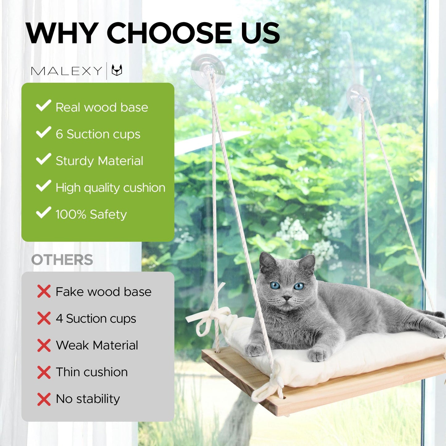 Cat Window Perch, Indoor Bed for Feline, Safety Shelves Space Saving Window-Mounted, Hammock, Sturdy Screw Suction Cups for Large Breeds & Kittens