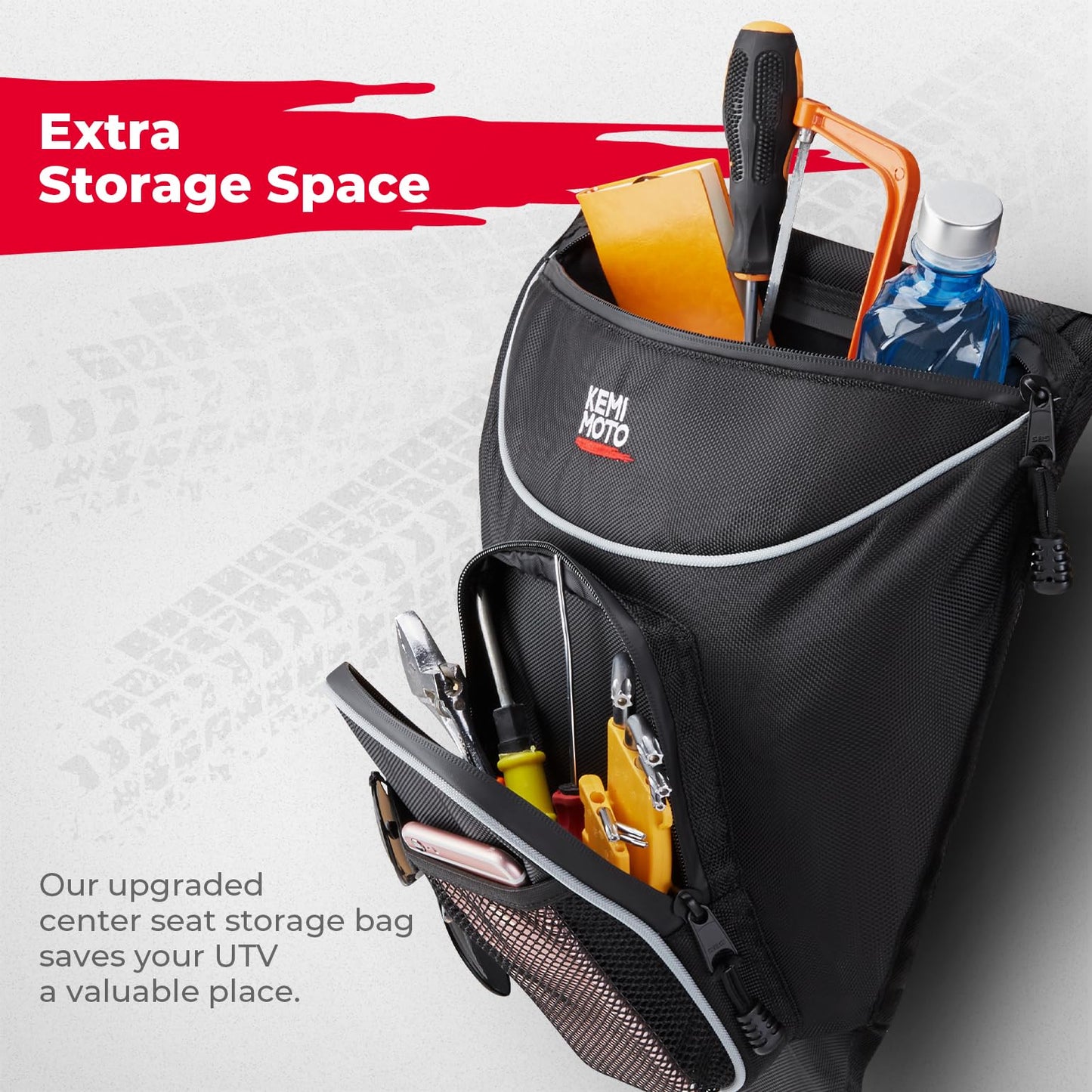 KEMIMOTO UTV Storage Bag, UTV Cab Pack Center Bag Compatible with Polaris RZR 570 800 S 900 1000 XP General 1000