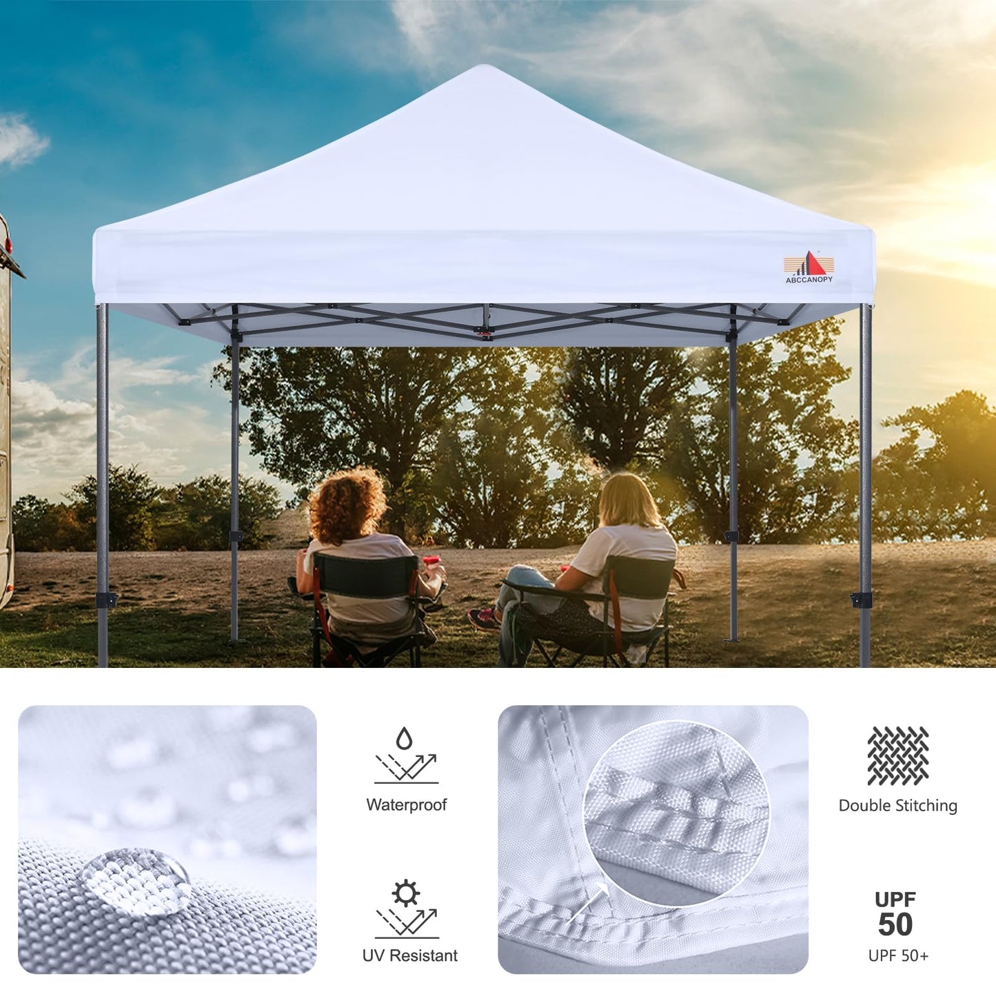 ABCCANOPY Pop Up Canopy Replacement Top Cover 100% Waterproof Choose 18+ Colors, Bonus 4 x Weight Bags (10X10, White)