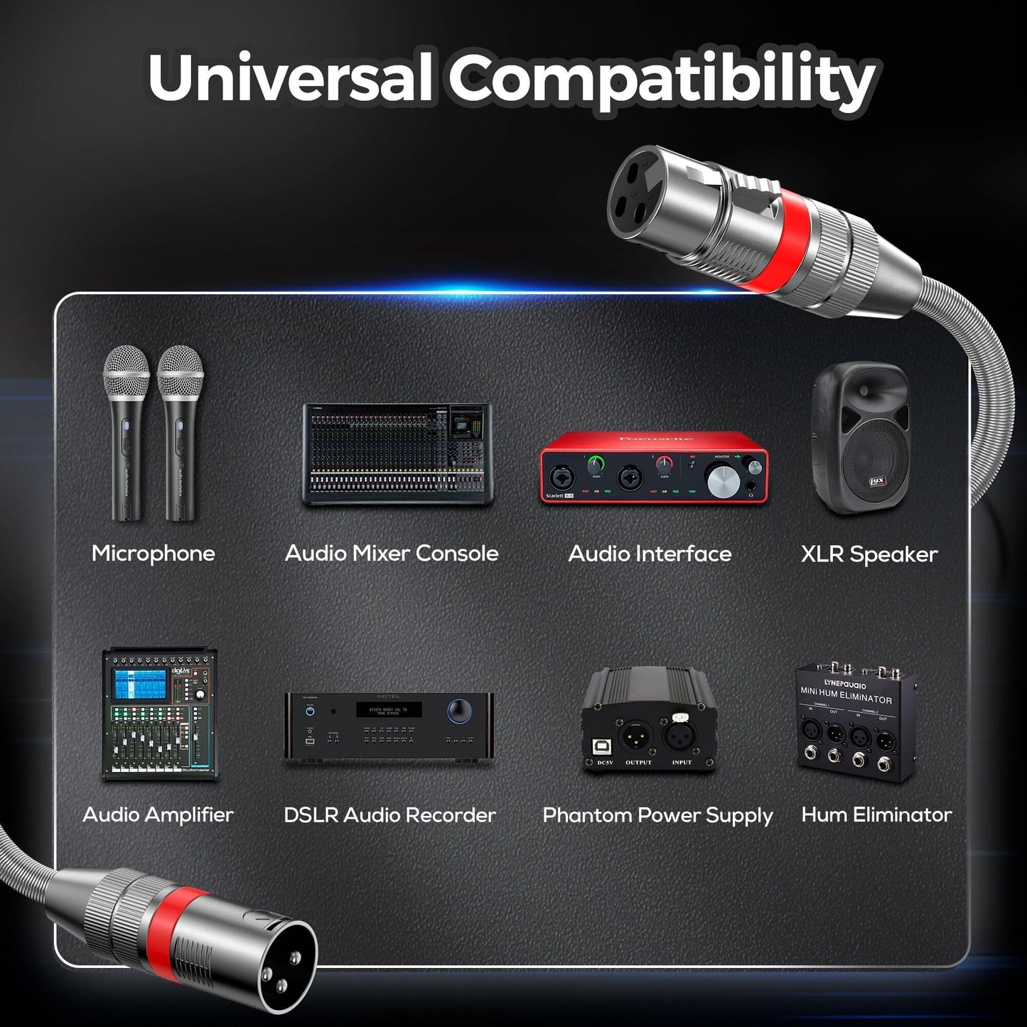 Bietrun XLR Cables 25FT 2 Packs, Premium Heavy Duty Balanced Microphone Cable 25 Feet, with 3-Pin XLR Male to Female Microphone Compatible with Microphones, Mixer, Speaker Systems, Preamps and More
