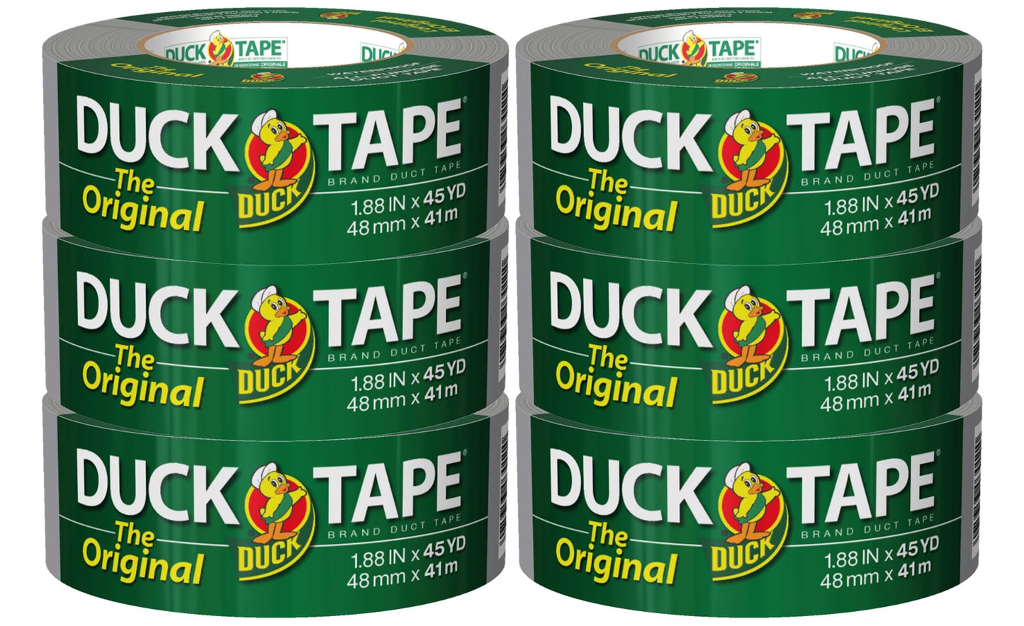 The Original Duck Tape Brand Duct Tape 6-Pack 1.88 Inch x 45 Yard, 270 Total Yards, Silver (1153759)