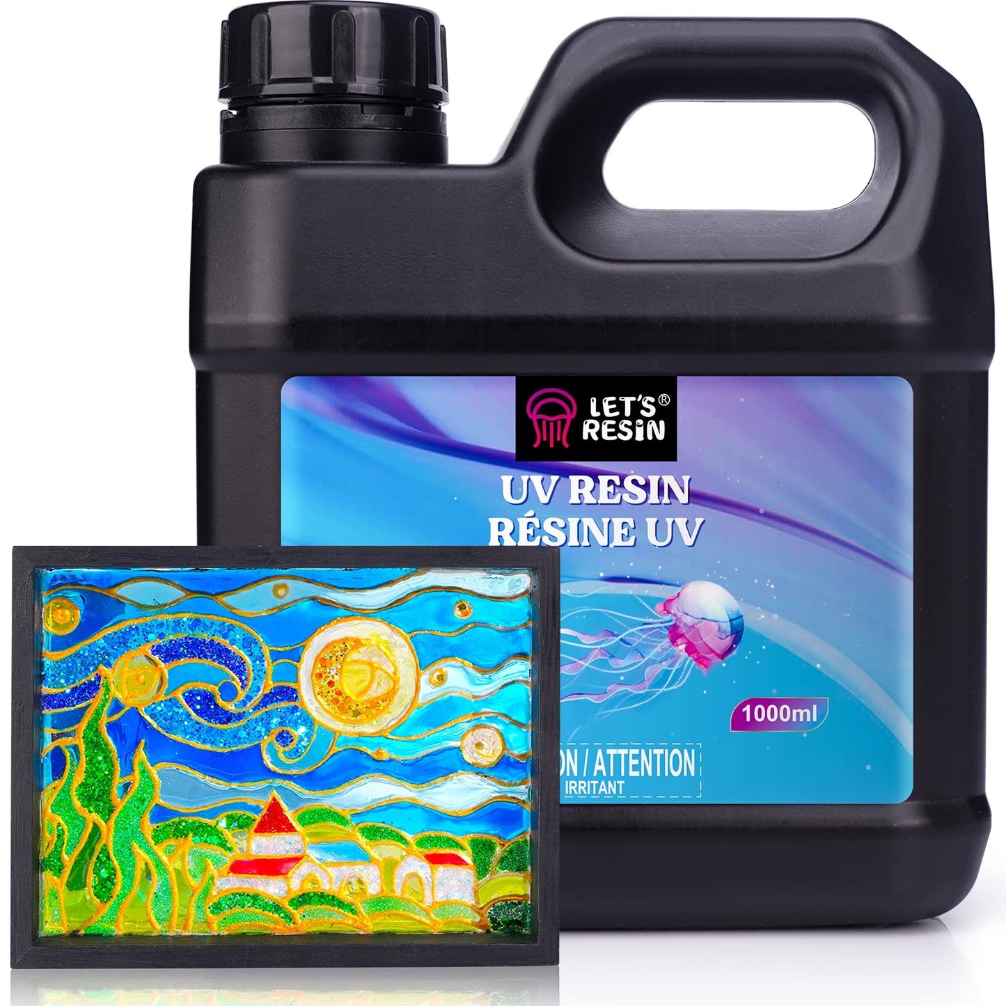 LET'S RESIN UV Resin, Upgraded 1,000g Crystal Clear UV Resin Hard, Low Odor Ultraviolet Epoxy Resin, UV Light Cure Solar Sunlight Activated Glue for Jewelry, Craft Decoration