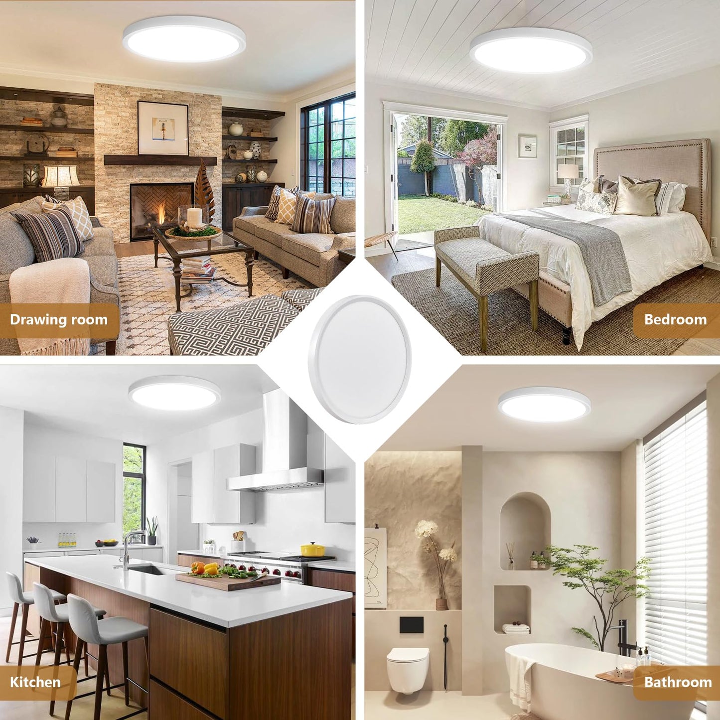 4PK 12Inch LED Flush Mount Ceiling Light, 24W, 2520LM, 3000K/4000K/6000K CCT Selectable, 0.9inch Super Slim LED Ceiling Light Fixture, Low Profile Round Flat Panel Light for Bedroom,Kitchen,Hallway