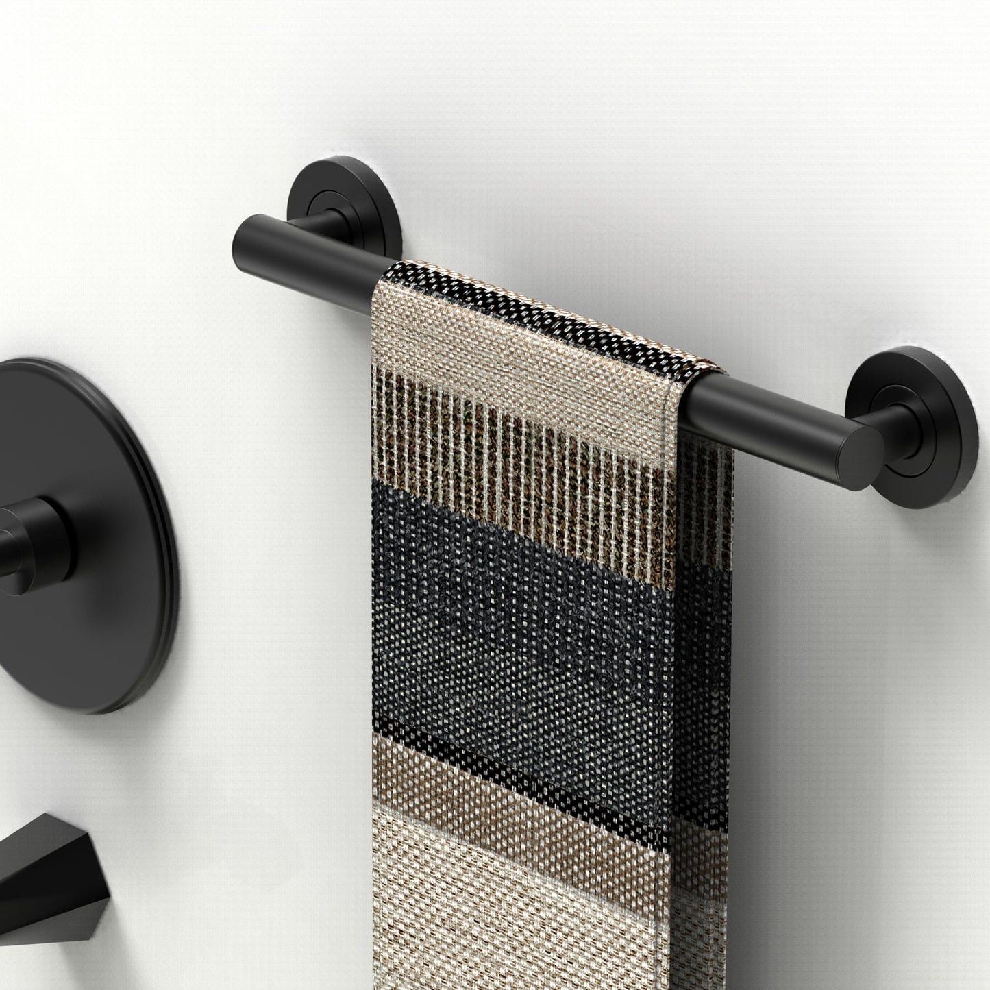 AmeriLuck 16 inches Stainless Steel Designer Grab Bar for Bath Safety, Collection Glacier, ADA Compliant 500lbs Loading Capacity, Matte Black