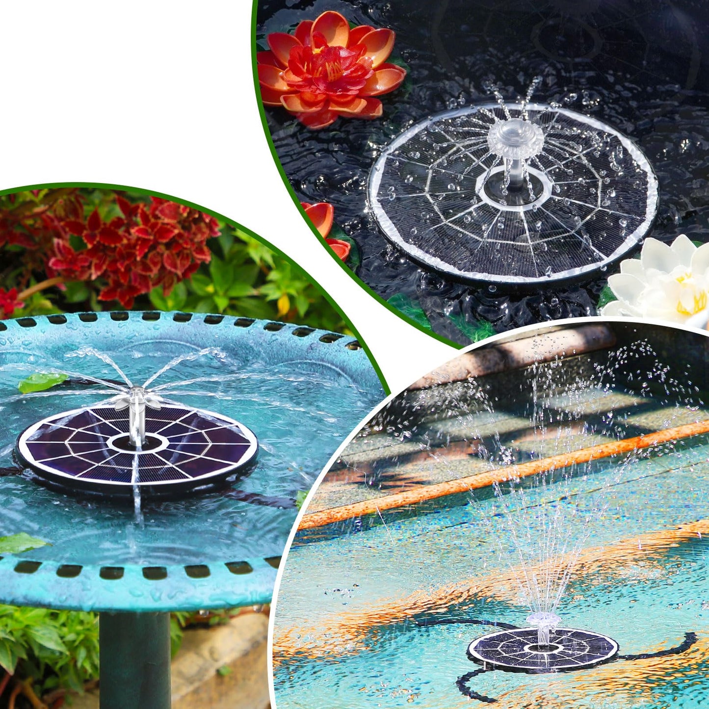 AISITIN Solar Fountain 2026 Upgraded, 3.7W Solar Powered Fountain Pump for Outdoor with 4 Spray Effects, Solar Pond Pump Floating Fountain Pump for Garden,Bird Bath,Pond,Water Feature