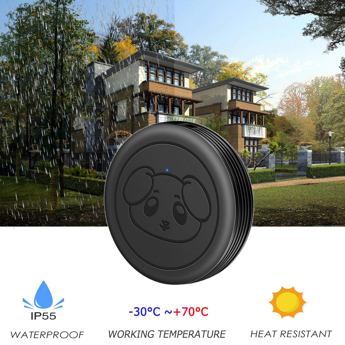 Dog Doorbell Doggie Door Bell for Potty Training with Warterproof Touch Button Smart Dog Bells to Go Outside (Black)