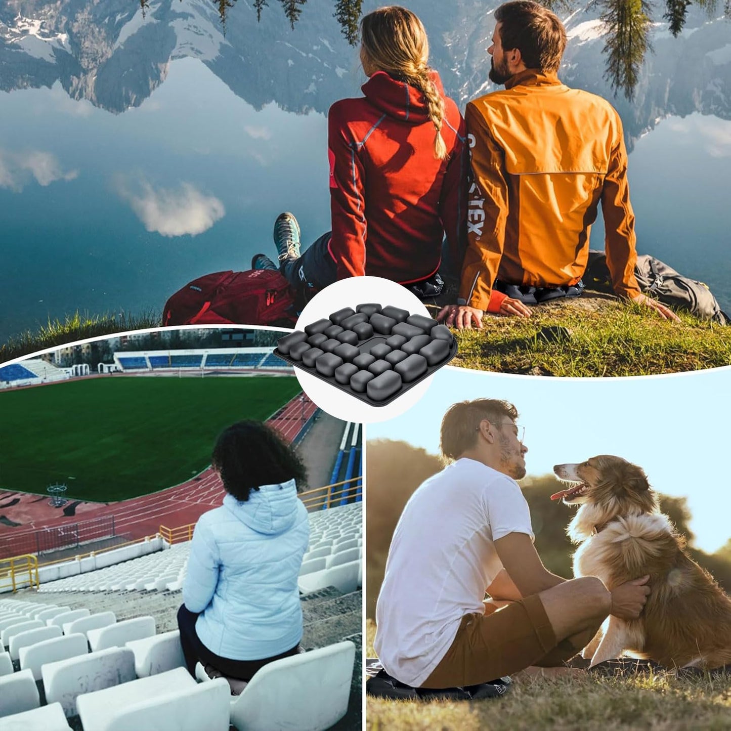 Inflatable Travel Cushion, Comfortable 3D Air Inflatable Seat Cushion, Portable Pressure Relief Air Seat Cushion for Climbing Hiking Office Airplane Car Stadium Seat