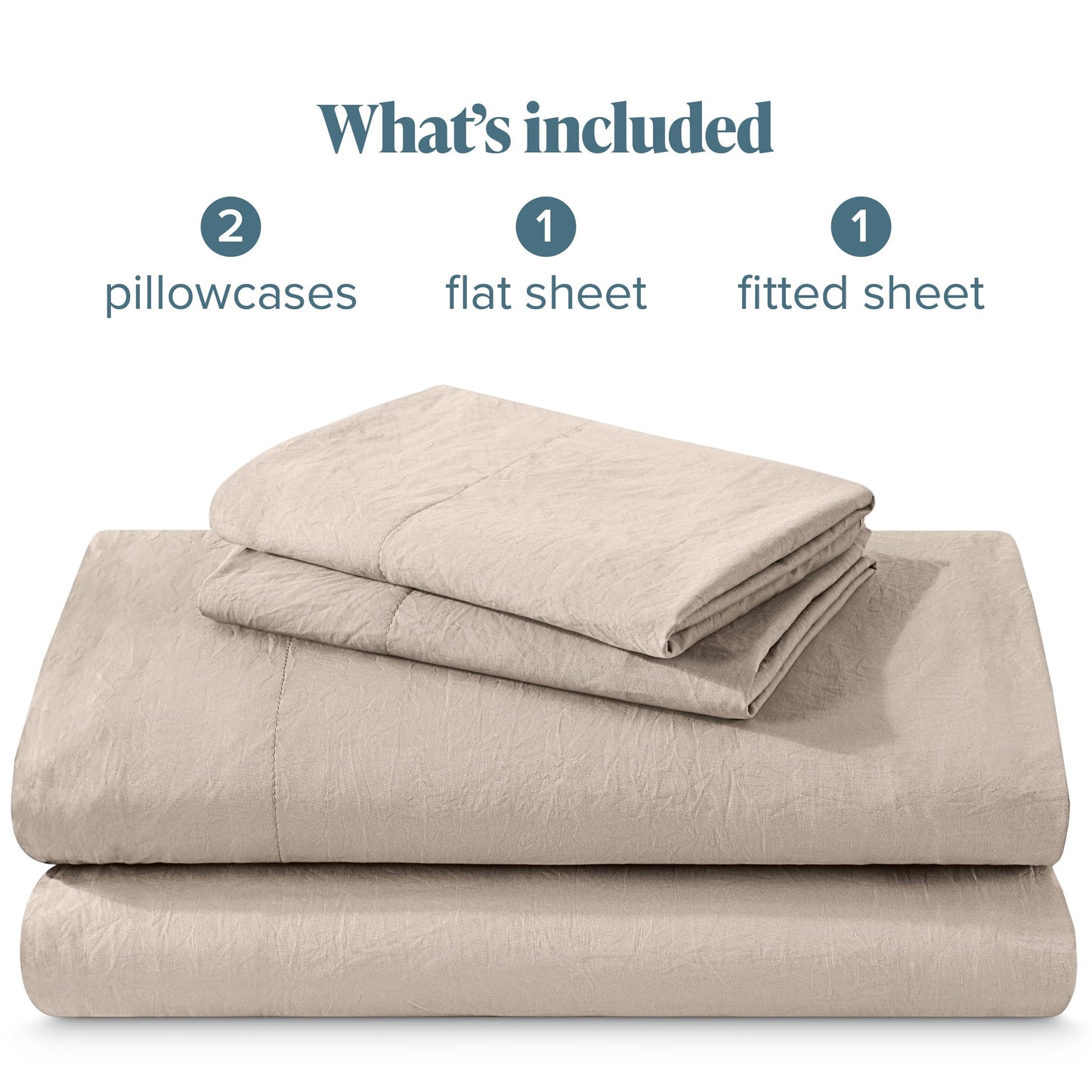 Bare Home Washed Queen Sheet Set - Premium 1800 Ultra-Soft Microfiber Bed Sheets - Double Brushed - Hypoallergenic - Stain Resistant (Queen, Washed Pebble Beach)