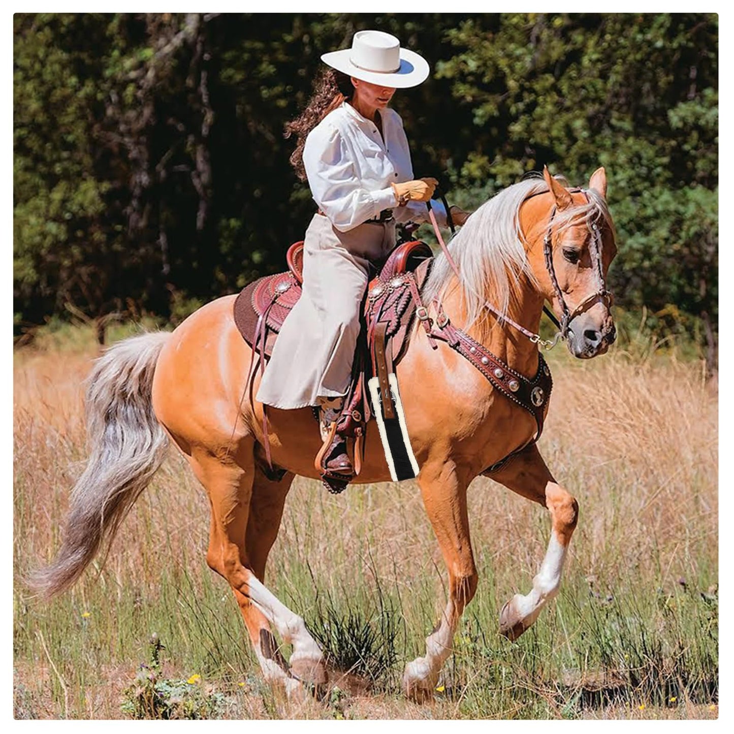 32 Inch Horse Girth, Saddle Strap with Stainless Steel Buckle, Soft Wool with Non-Slip Nylon Webbing, Designed for English Saddles, Easy to Install