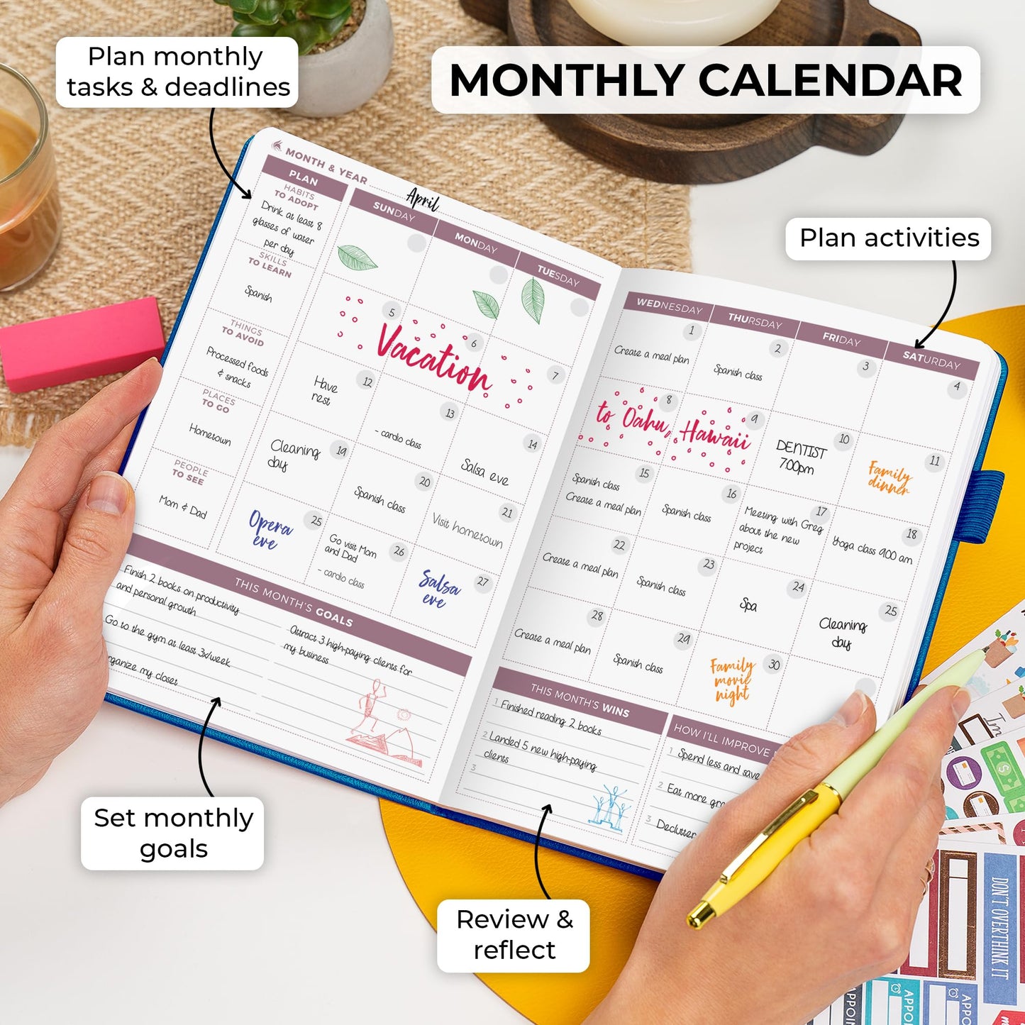 Clever Fox Planner 2nd Edition – Colorful Weekly & Monthly Goal Setting Planner, Habit Trackers, Time Management and Productivity Organizer, Gratitude Journal, Undated, A5, Lasts 1 Year – Mystic Blue