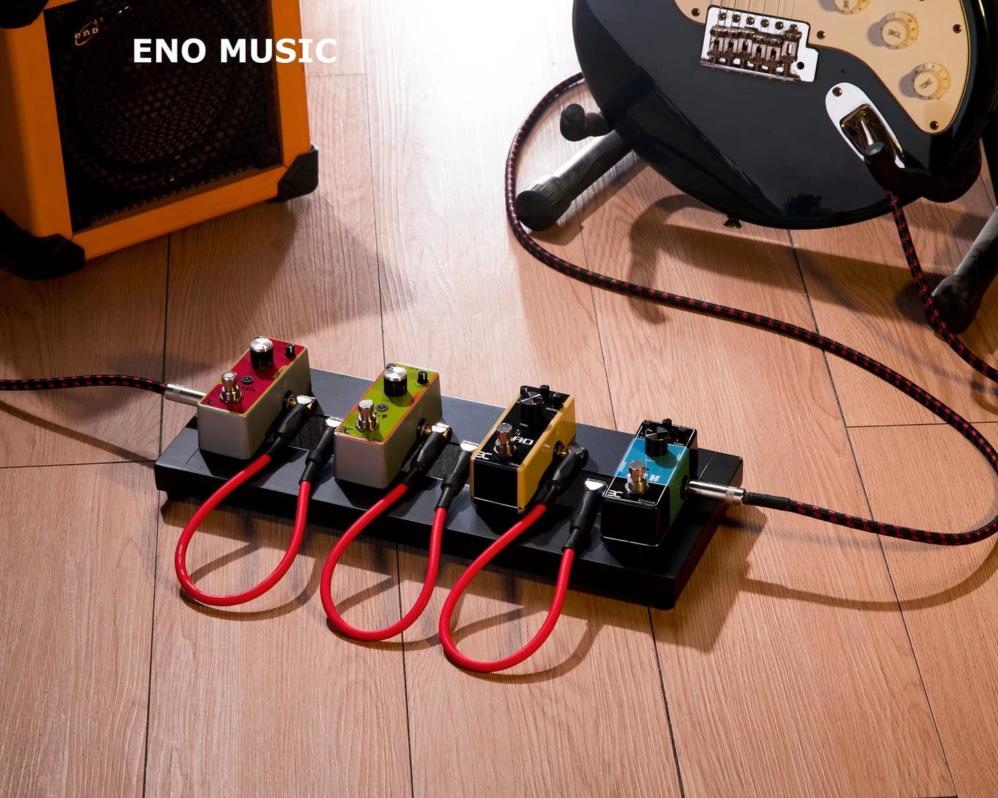 ENO MUSIC 14" Mini Pedal Board Guitar Effects Compact Small Pedalboard with Pedals Mountain Tape & Cable Tie