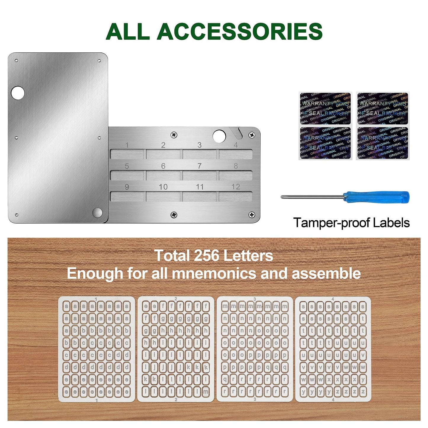 Codesteel Crypto Seed Phrase Storage, Stainless Steel Bitcoin Seed Plates Seed Phrase Backup Cold Storage, Supports up to 24 Words