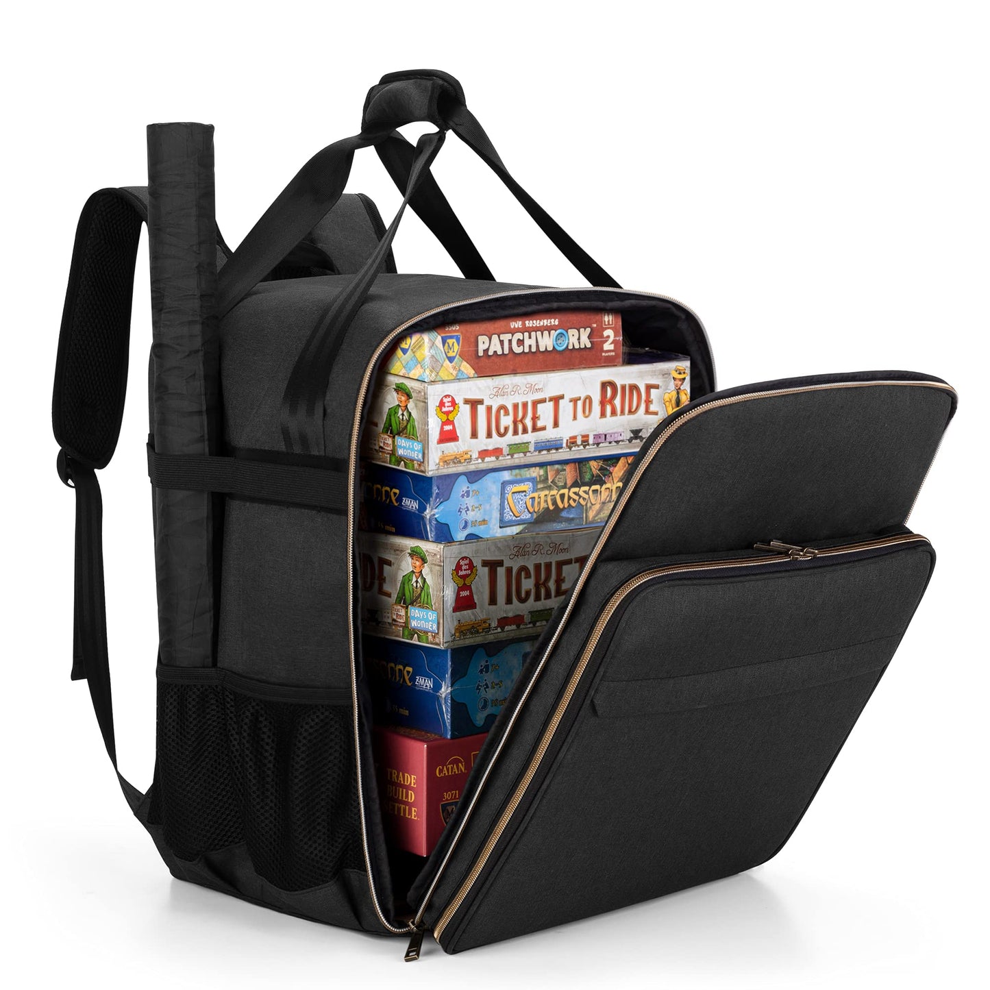 Trunab Board Game Bag Portable Padded Game Storage Tote Bag Carrier for Most Board Games, Card Game, with Large and Multiple Accessory Pockets, Carrying Handle, Map Sleeve