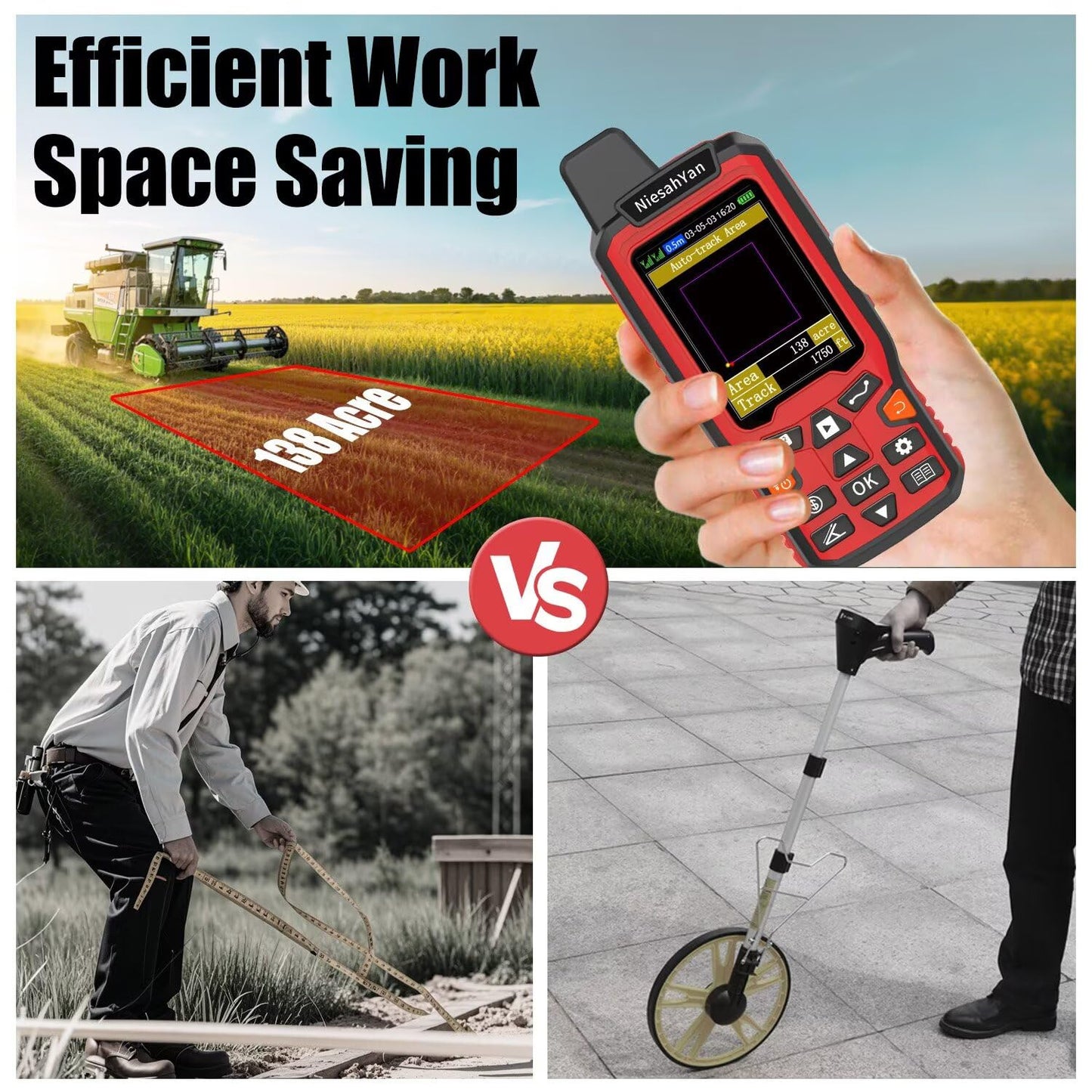 ZL180 Handheld GPS for Surveying, High Precision Rugged Land Surveying Equipment for Ranches, Garden, Farmland and Parking Area Distance Measuring