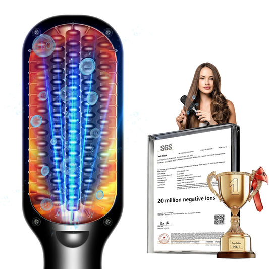 2025 Upgraded hair straightener brush | 20 Million Negative Ions | 53W Ultra-High Power |PTC Ceramic Rapid Heating Technology | hair brush straightener for women Delivers salon-level care suitable for all hair types.