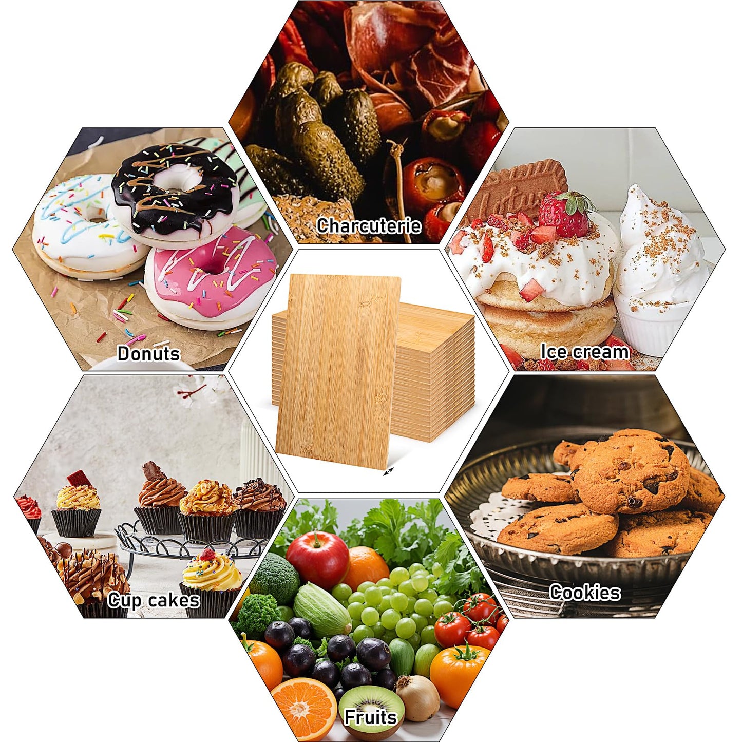 18 Pcs Bamboo Cutting Boards 12x8x0.3'' Bamboo Wood Chopping Board Set, Charcuterie Serving Boards for Kitchen Dining Cheese Bread Fruit Vegetable Cutting, Laser Engraving, Wholesale