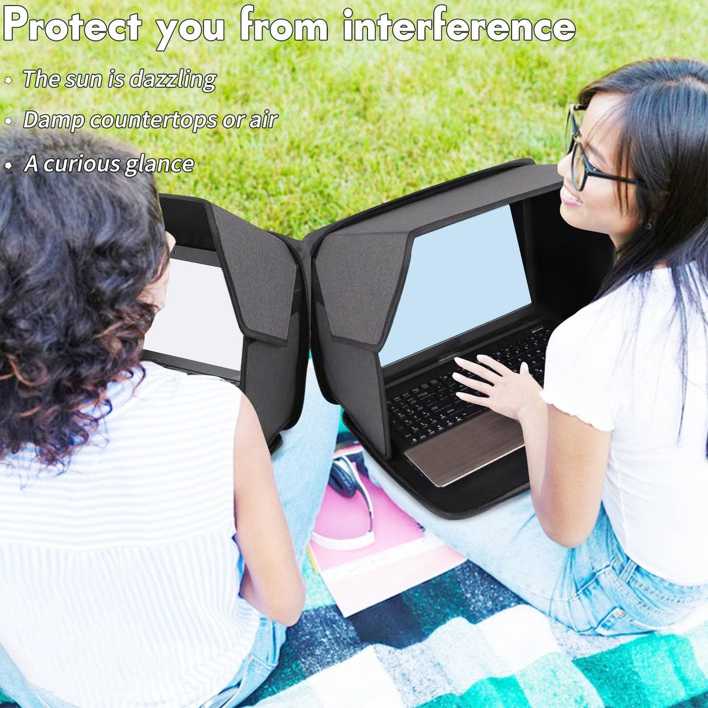 YUEHISY Laptop Sun Shade, Portable Privacy Protection with Anti Glare, Folding Sun Glare Shield, for Up to 16 Inch Laptops Outside Working