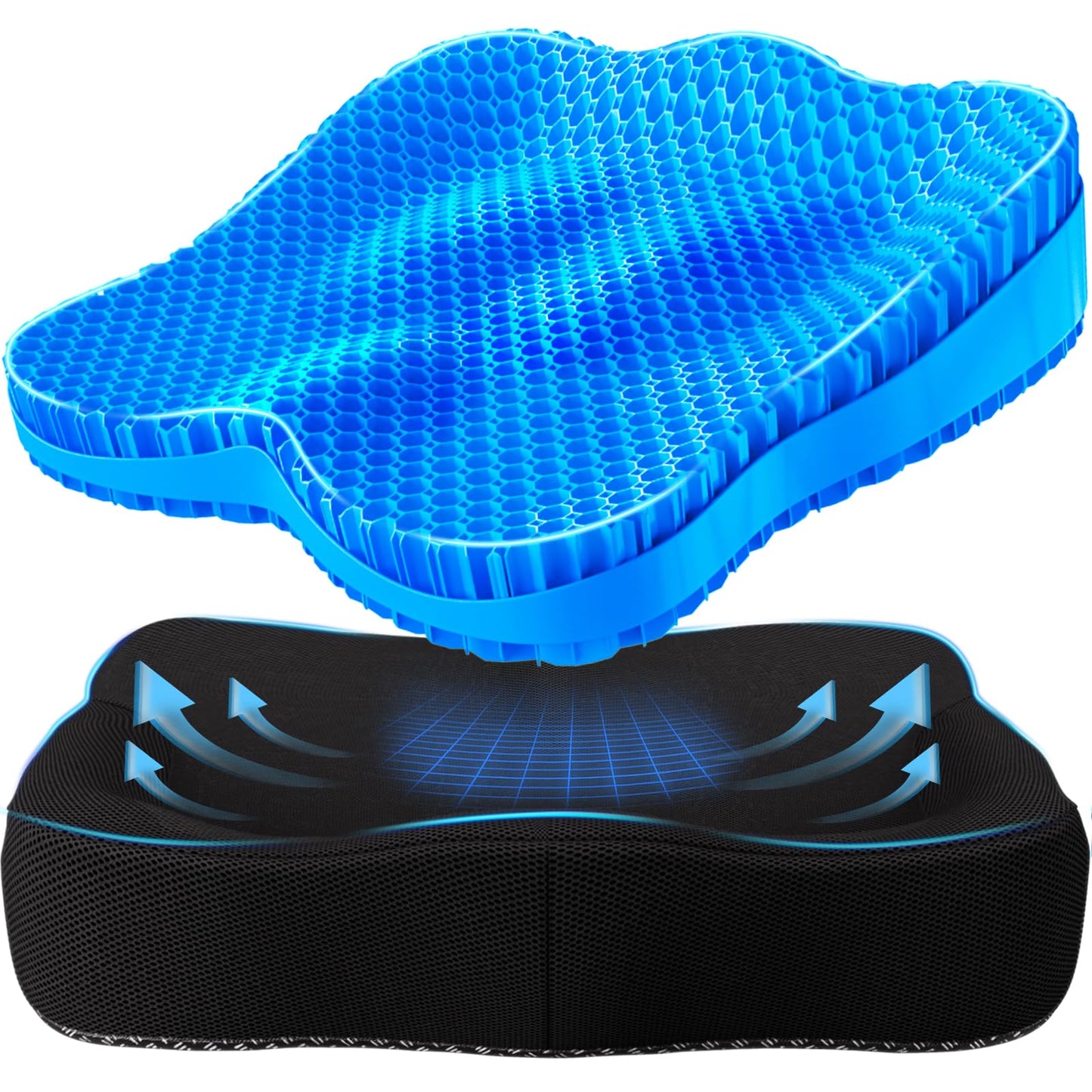 Tsmertor Gel Seat Cushion, Thicken Big Office Chair Cushion ，Car Seat Cushion for Long Sitting, Sciatica & Hip Pain Relief Pressure for Wheelchair Gamechiar Deskchair