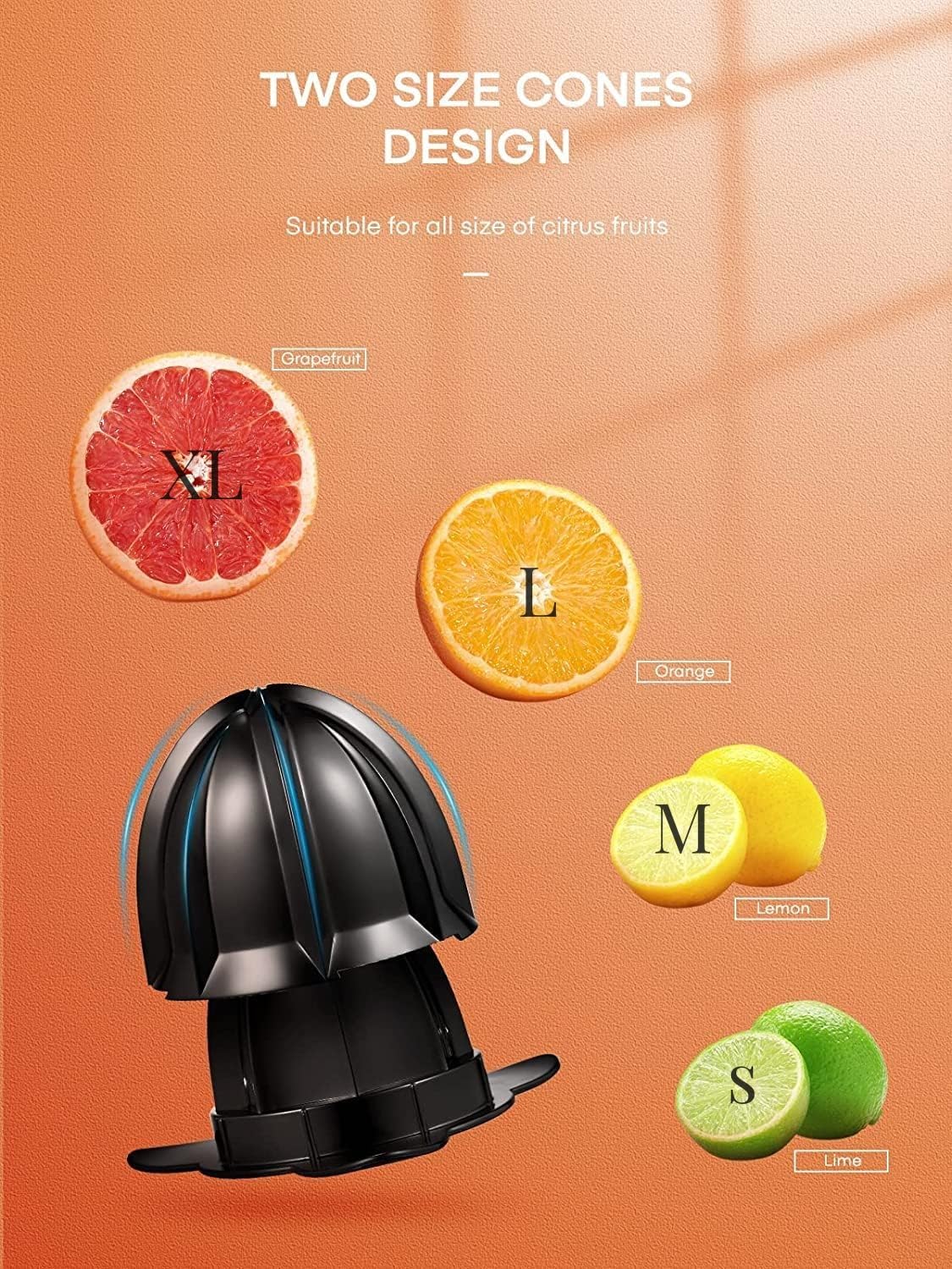 FOHERE Electric Citrus Juicer, Orange Juicer Machine with 2 Size Cones, Stainless Steel Citrus Press Juicer for Orange Lemon Grapefruit Lime, Compact Juicer Squeezer, Anti-Drip Spout & Ultra Quiet Motor