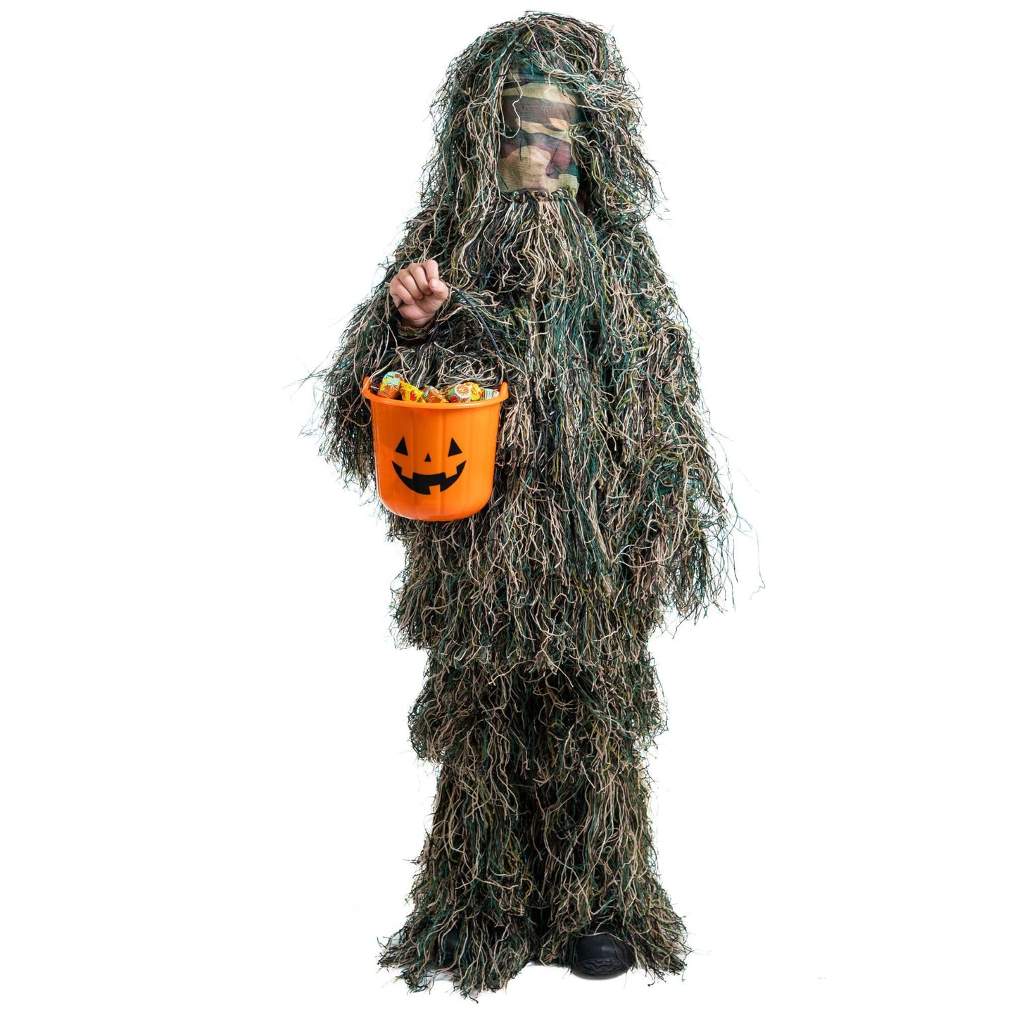 Arcturus Ultra-Lite Kids Ghillie Suit | Includes Bonus 3-Color Face Paint | Army | Sniper | Bush Halloween Costume