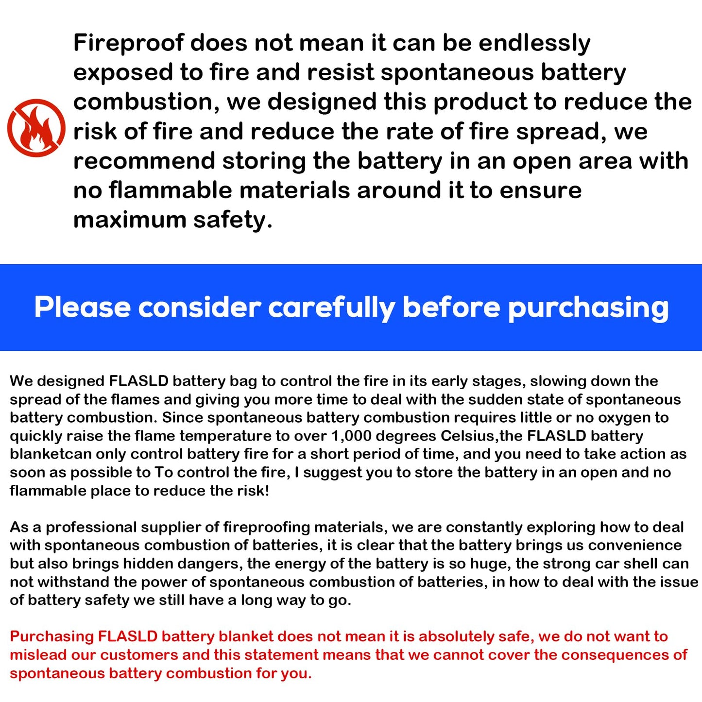 FLASLD Fireproof Lithium Battery Cover, Fastest & Simplest Way to Isolate and Extinguish Small Fires, Fire Blanket for E-Scooter and E-Bike (79×79 inch - Grey)