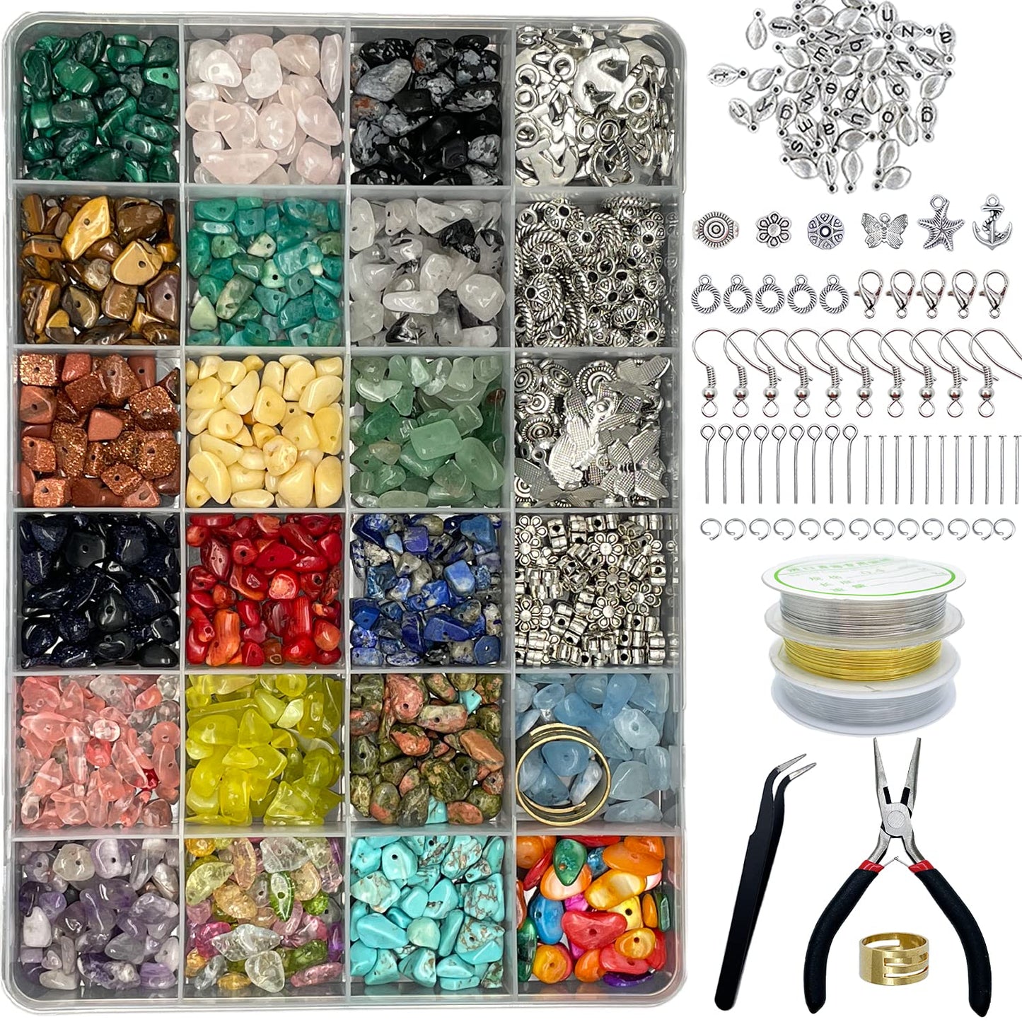 Xmada Jewelry Making Kits - 1587pcs Beads Crystal Beads Jewelry Beading Thread Earring Hooks Rings Bracelets for Girls Adults