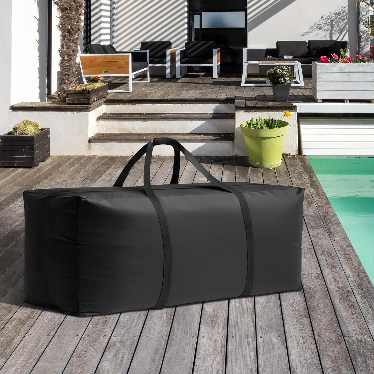 NCEDN Waterproof Patio Cushion Storage Bag - 68 x 21 x 29 Inch Heavy Duty Oxford Outdoor Cushion Storage Bag, Dustproof & UV Protection for Garden Use, with Upgraded Fabric & Reinforced Zipper
