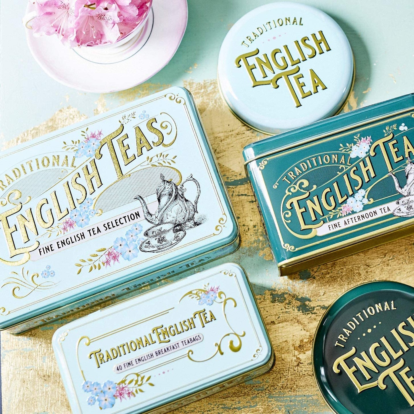 New English Teas Vintage Victorian Tea Caddy with 72 teabag selection