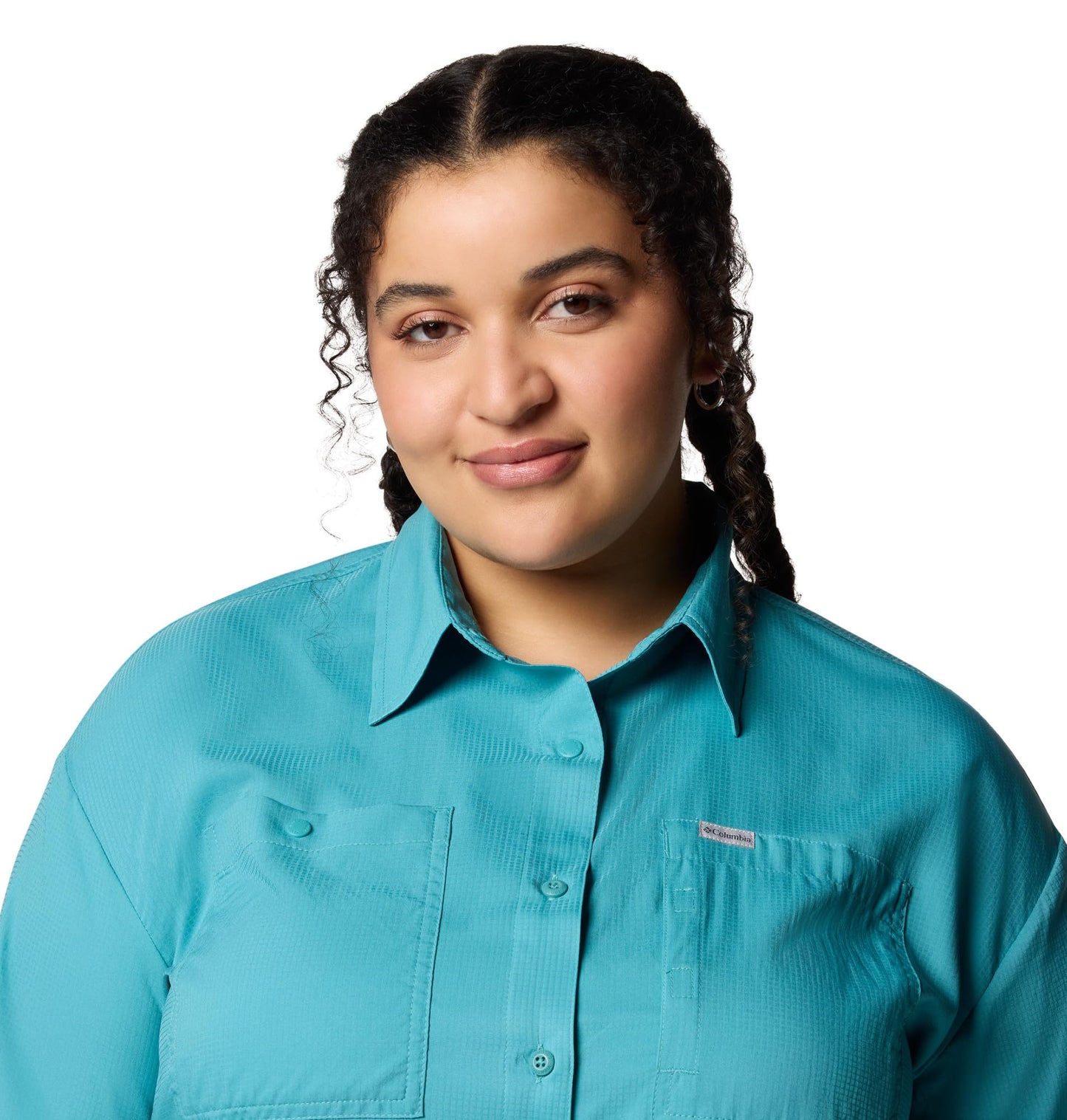 Columbia Women's Silver Ridge Utility Long Sleeve Shirt, Teal, 2X