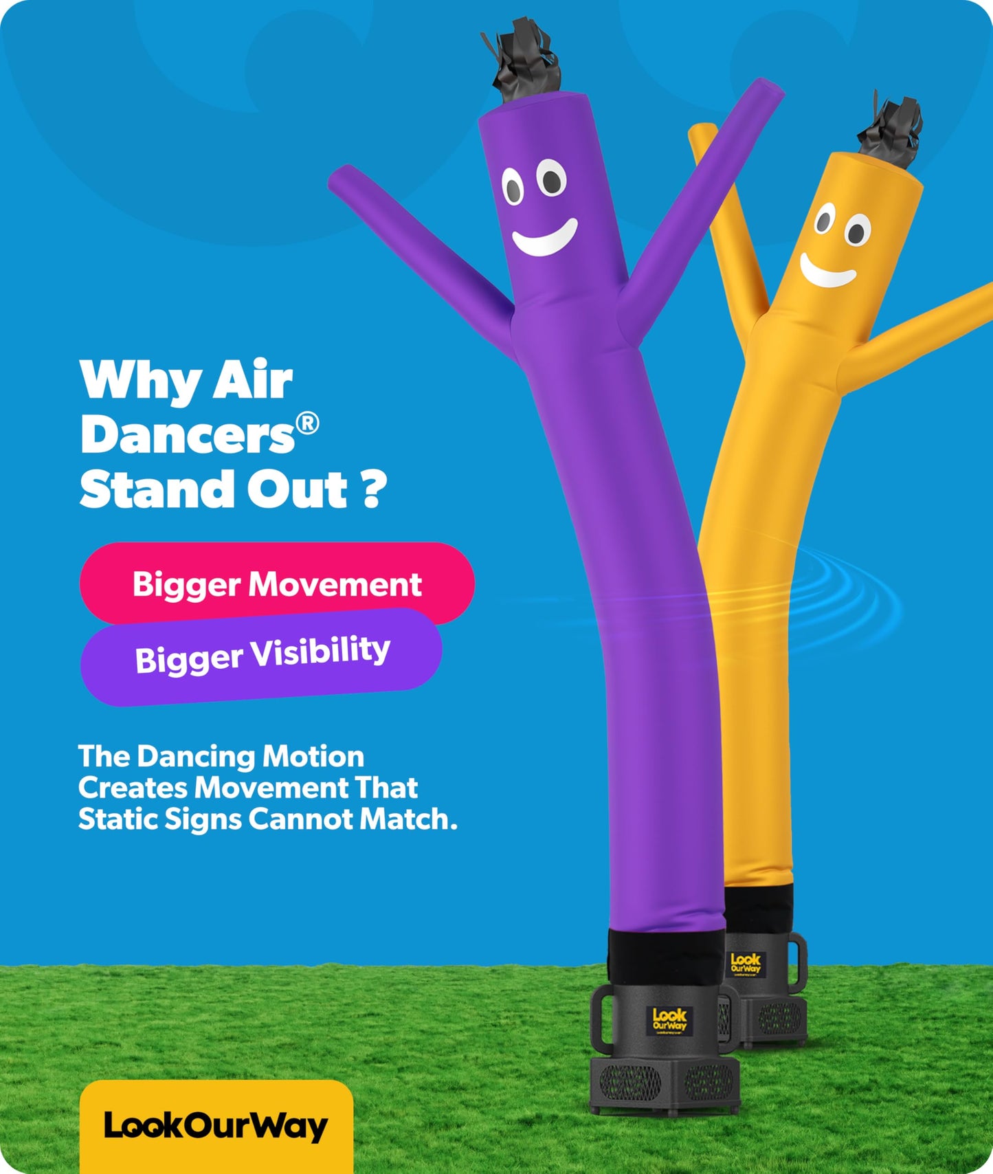 LookOurWay Air Dancers Wacky Waving Inflatable Tube Man Attachment - 7 Feet Tall Advertising Air Dancer Waving Man Inflatable Tube Guy - Blower Not Included - Purple
