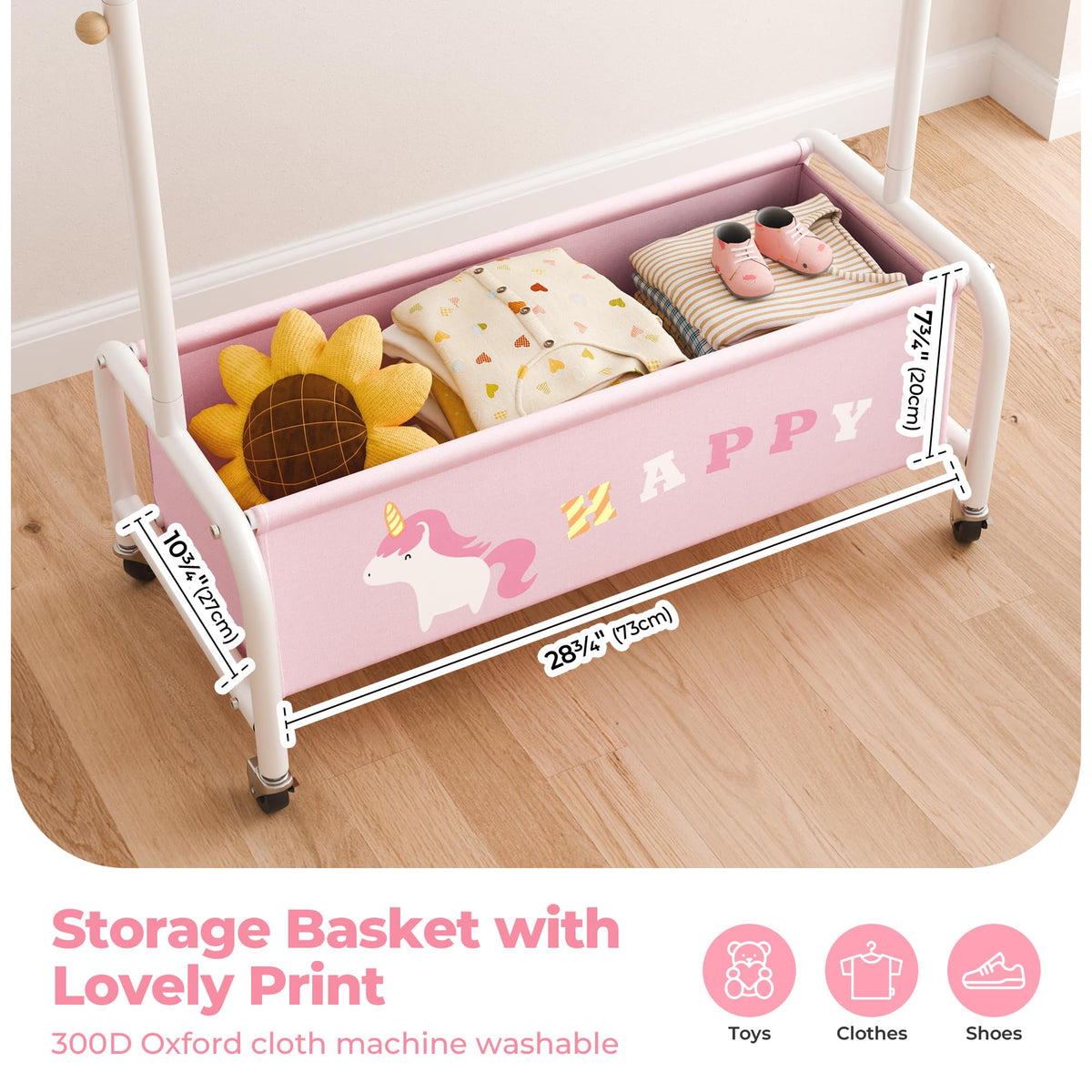 GRANNY SAYS Kids Clothing Rack with Wheels, Baby Clothes Rack Heavy Duty, Dress Up Storage Organizer, Toddler Garment Rack for Organizing Child Clothes Toys, Kid Closet for Little Girls, Pink