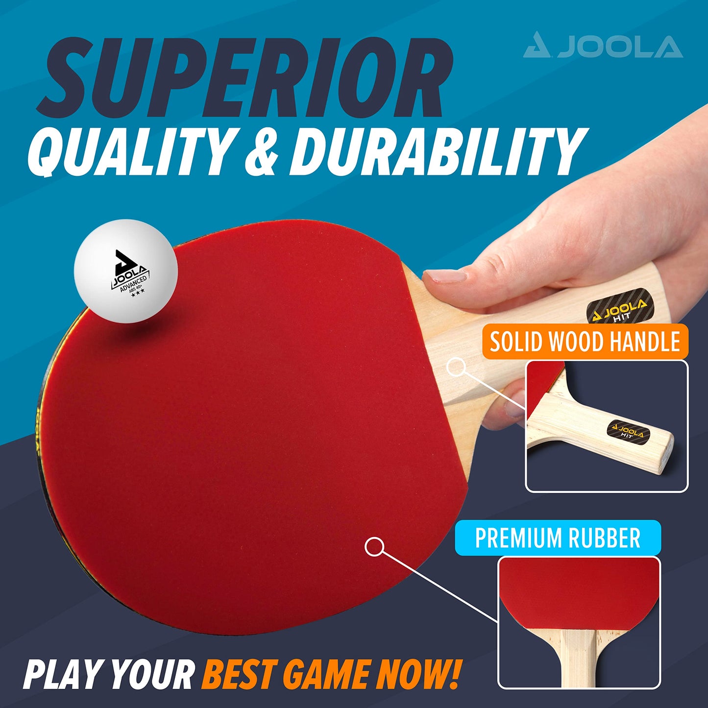 JOOLA All-in-One Indoor Table Tennis Hit Set (Bundle Includes 4 Rackets/Paddles, 8 Balls, Carrying Case), Multi, One Size (59152)