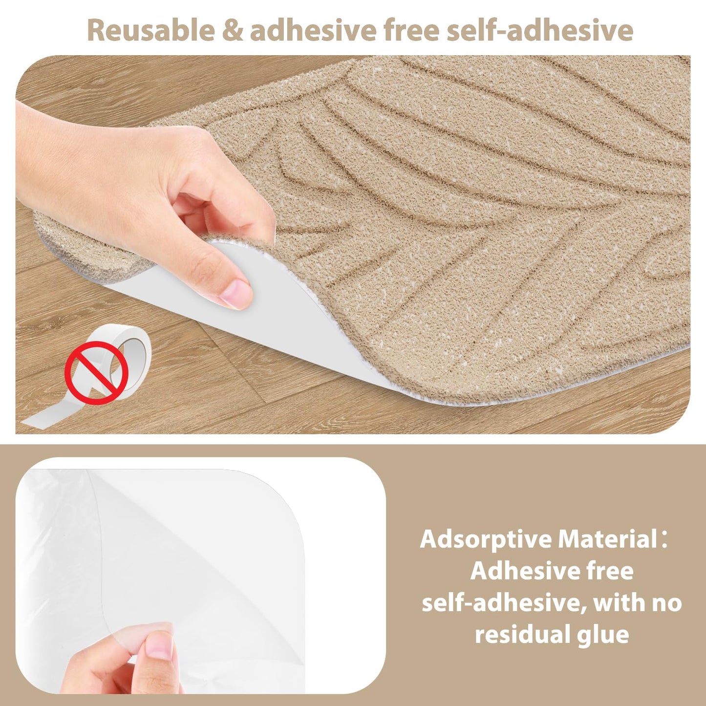 Fixmend Stair Treads Non Slip for Wooden Steps, 8" X 30" (15-Pack) Stair Runner Carpet Treads Indoor with Reusable Adhesive, Stairslide Carpets Rugs Safety Mats for Elders, Kids & Dogs, Beige Leaf